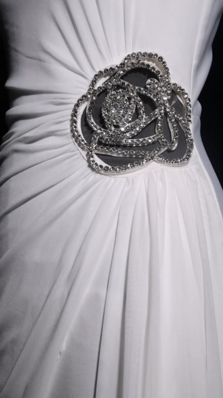 Selene One Shoulder Sleeveless Flowers Diamond Bandage Mini Dress