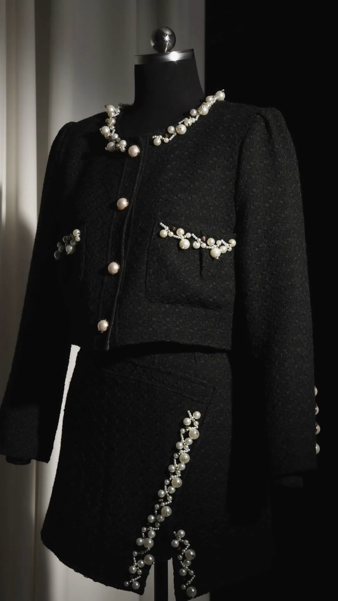 Wola Long Sleeves Pearl Top And Skirt Two-Piece Set