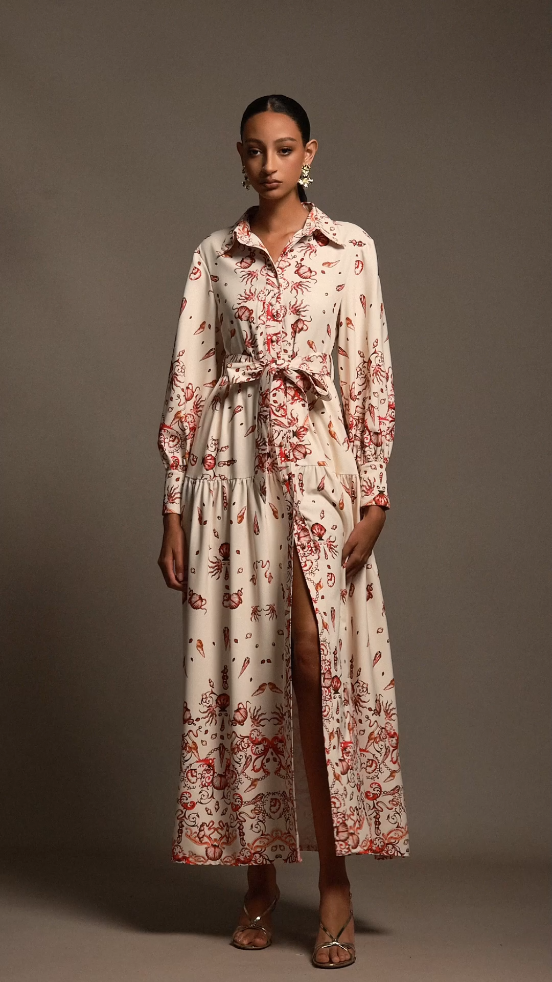 Ganera Long Sleeves Floral Printed Maxi Dress