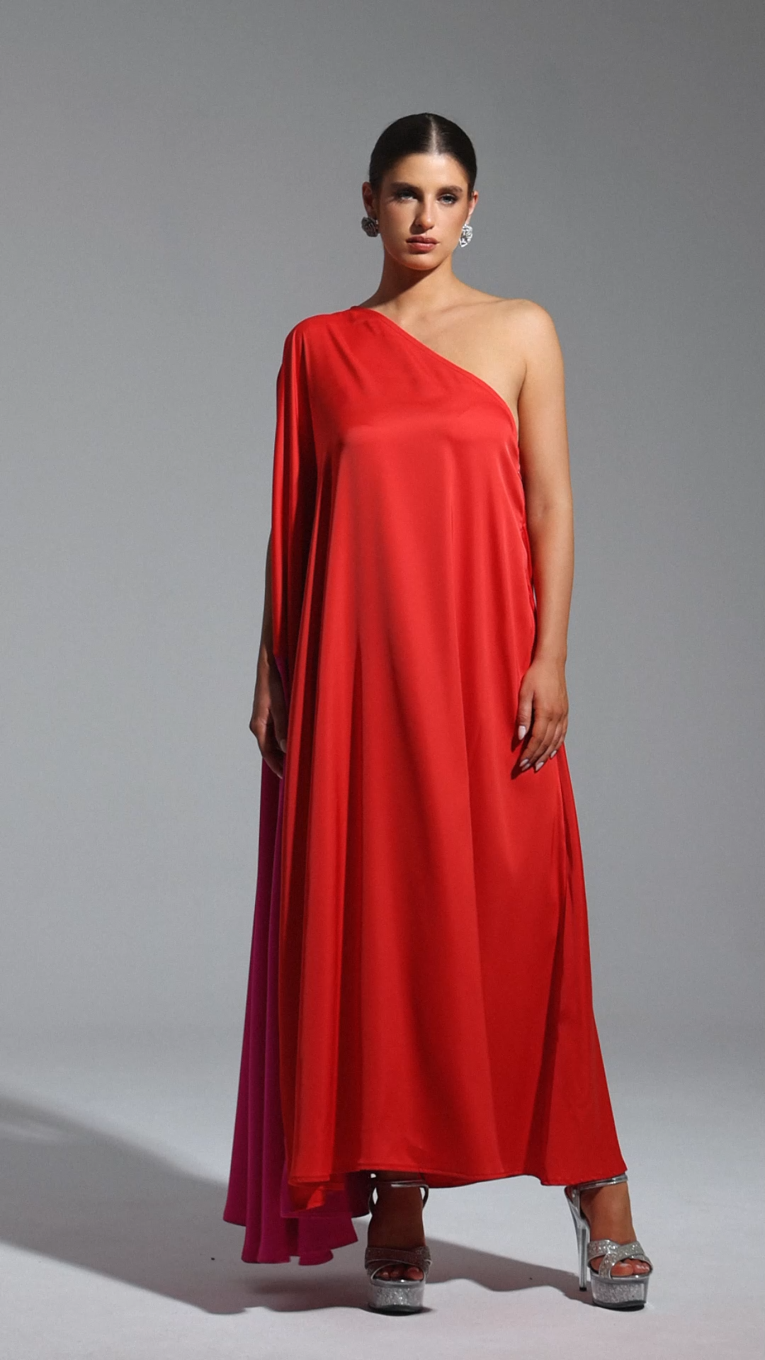 Ninamo One Shoulder Satin Maxi Dress