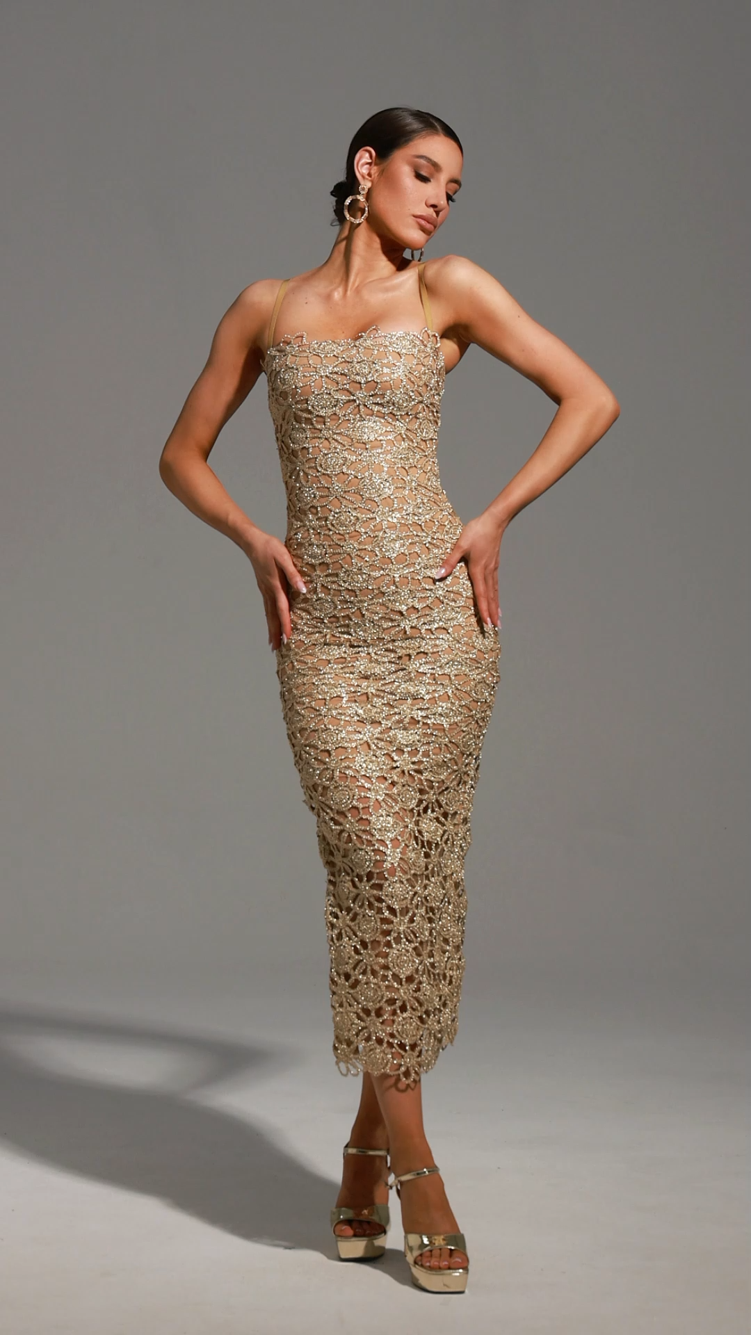 Lelia Sleeveless Hollow Out Slit Maxi Dress