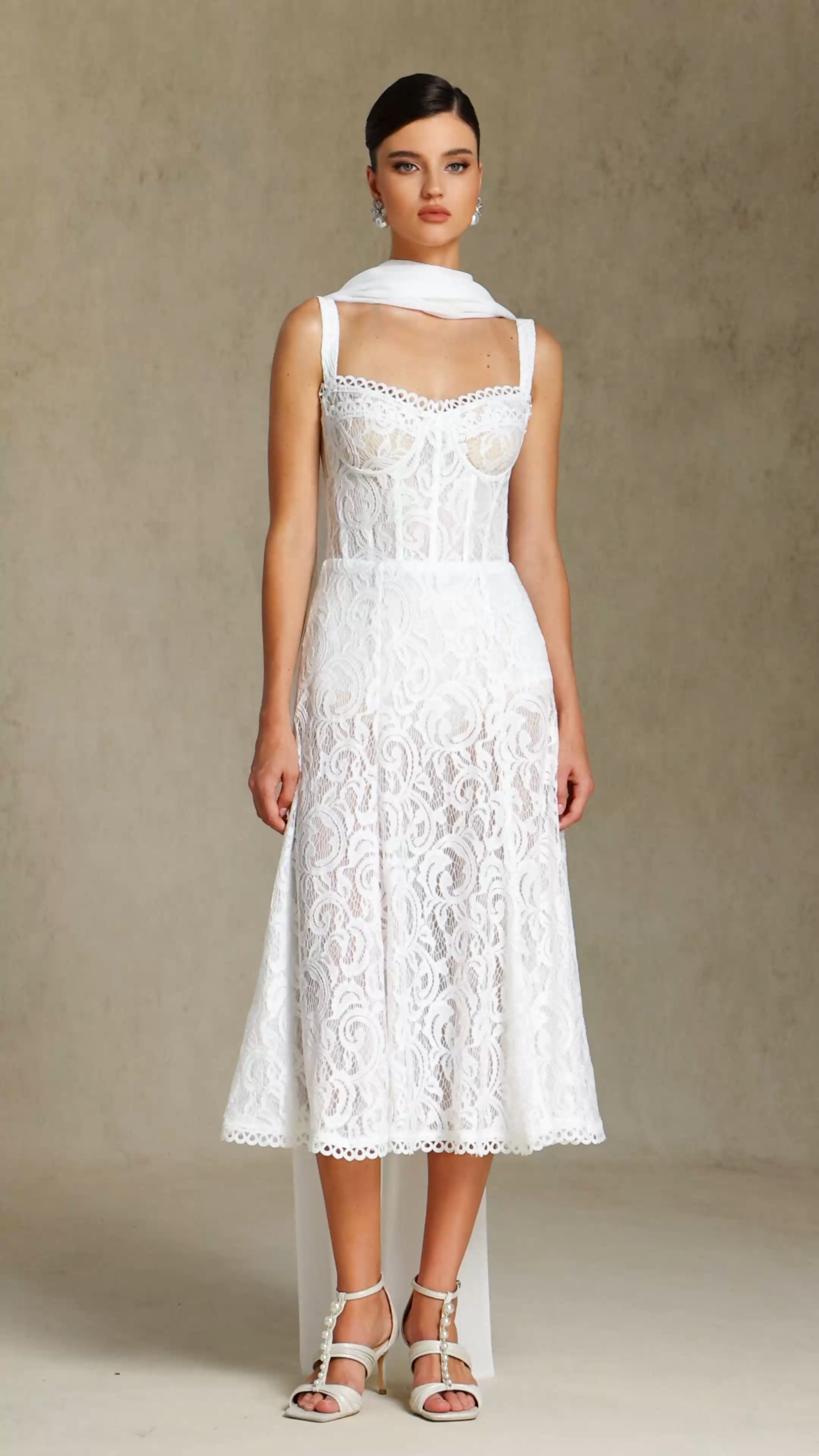 Junya Lace Corset Sleeveless Midi Dress