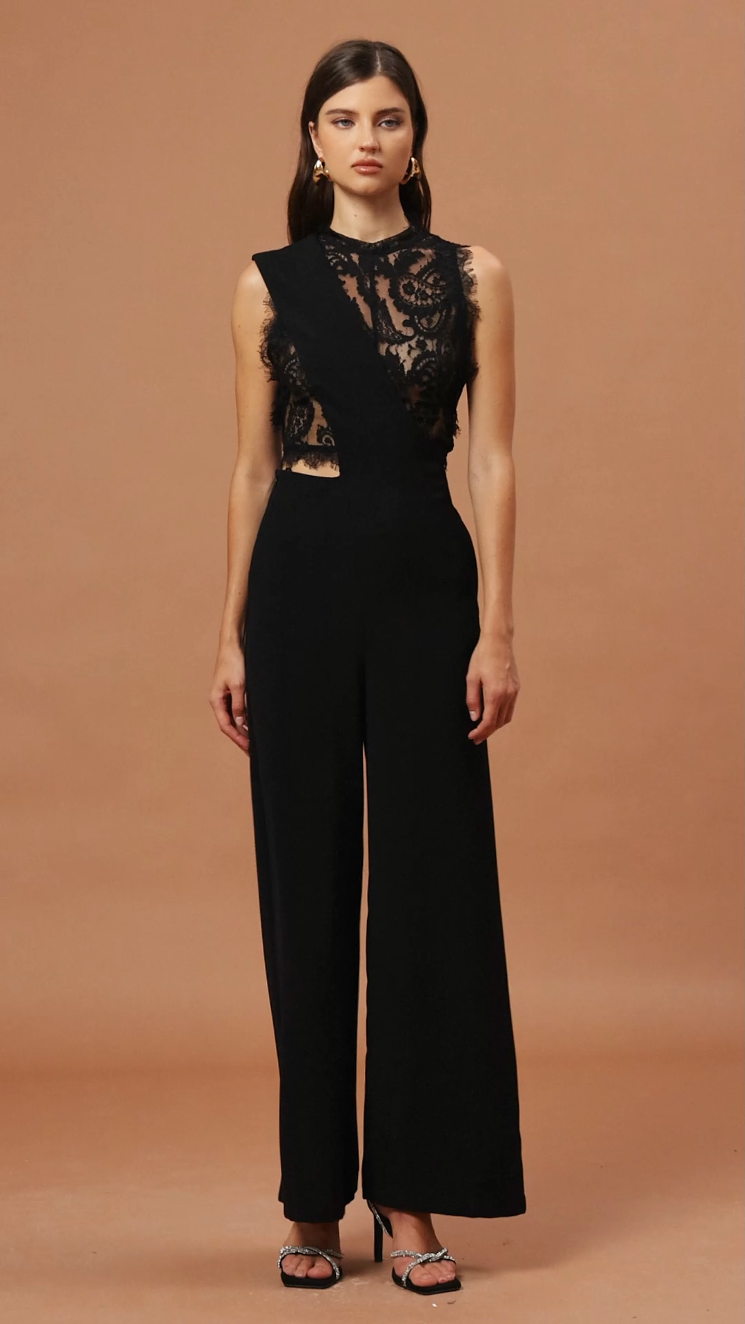Xiacly Sleeveless Lace Top And Pants Two-Piece Set
