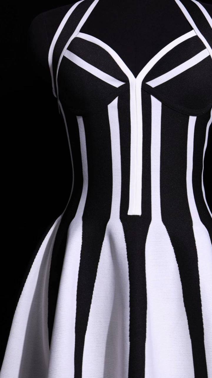 Eudora Halter Sleeveless Streak Bandage Mini Dress