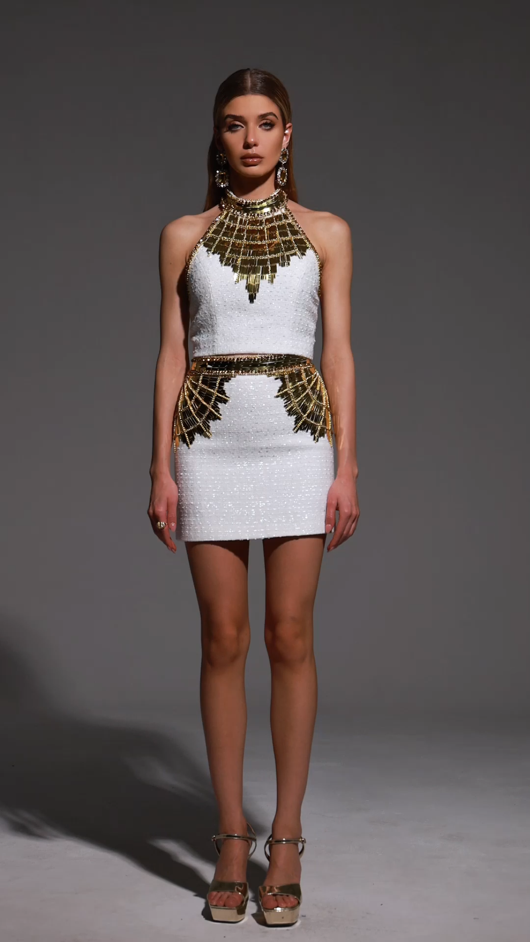 Havani Choker Sleeveless Sequin Mini Two-Piece Set