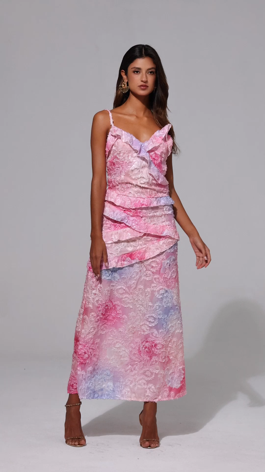 Gunnhild Printed Ruffled Maxi Dress