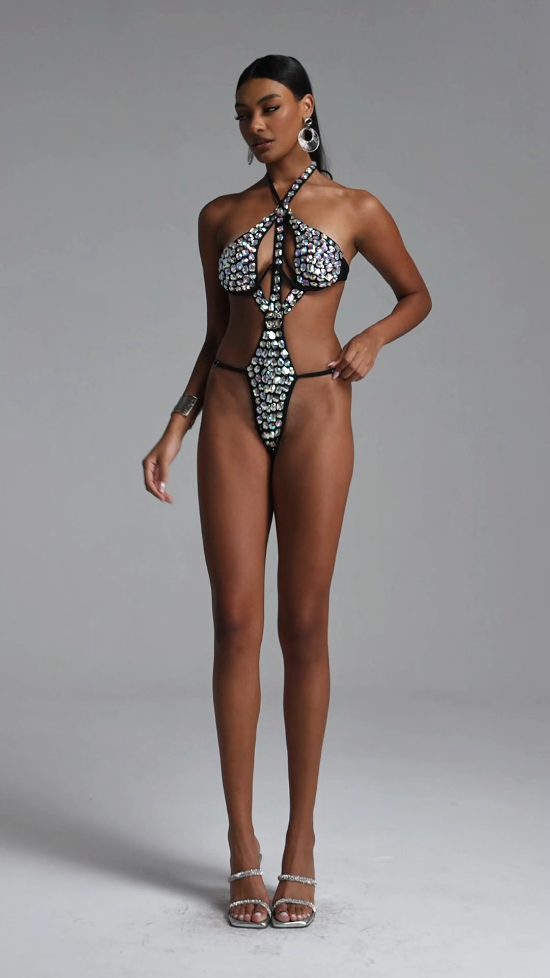 Natalie Sexy Cut Out Rhinestone Swimsuit