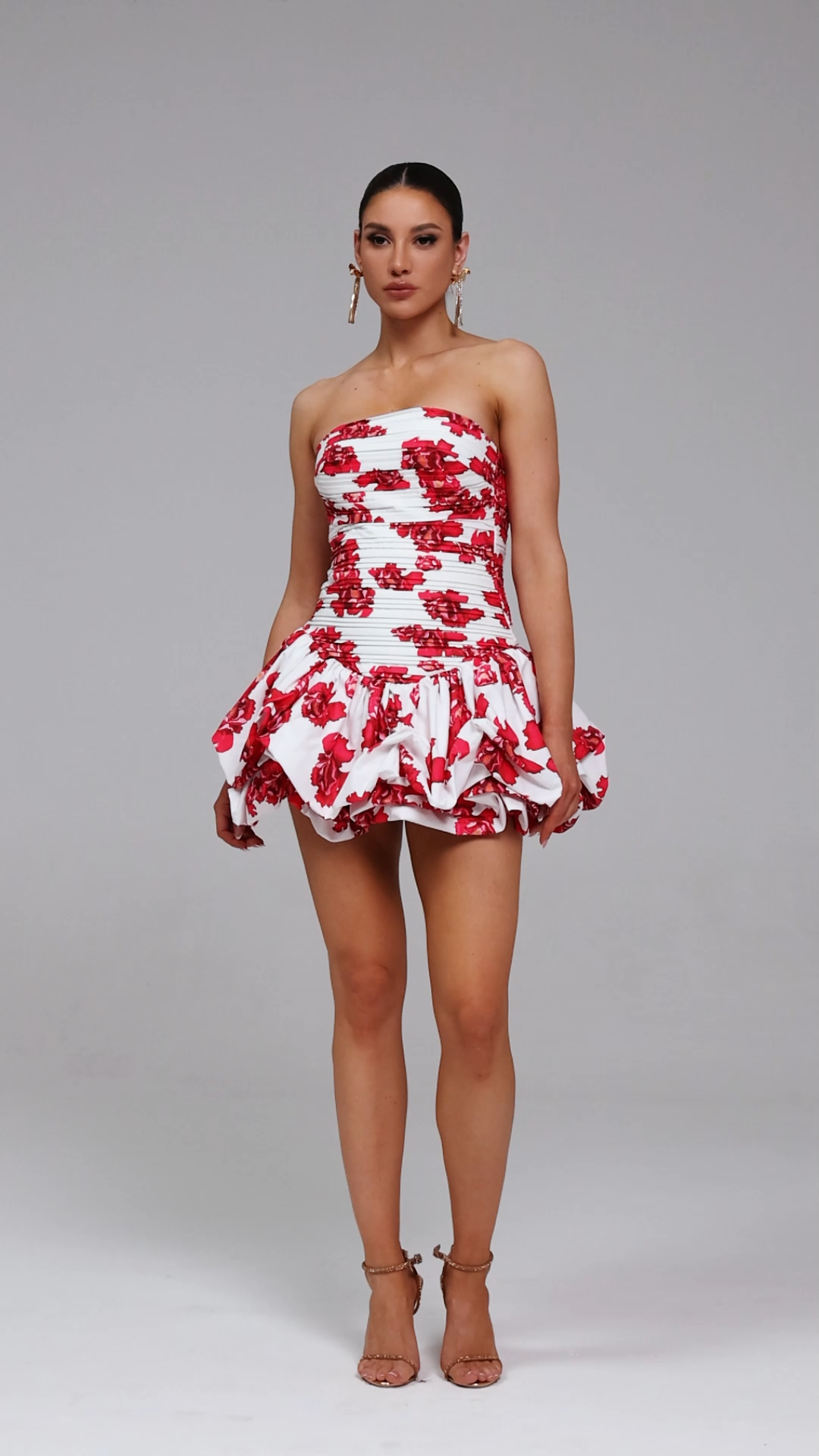 Gala Sleeveless Printing Fold Mini Dress