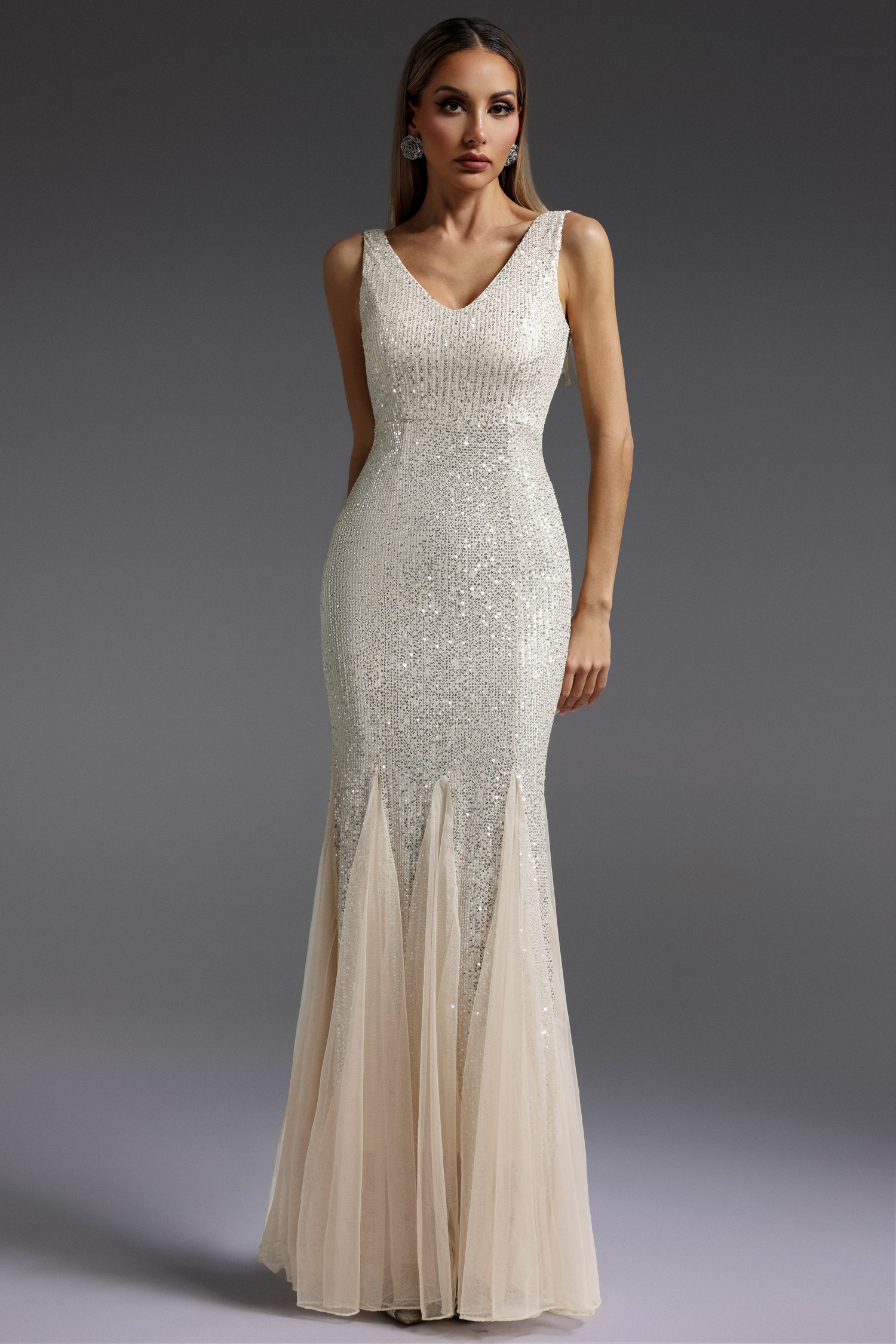 Lola Sleeveless V-Neck Sequin Maxi Dress