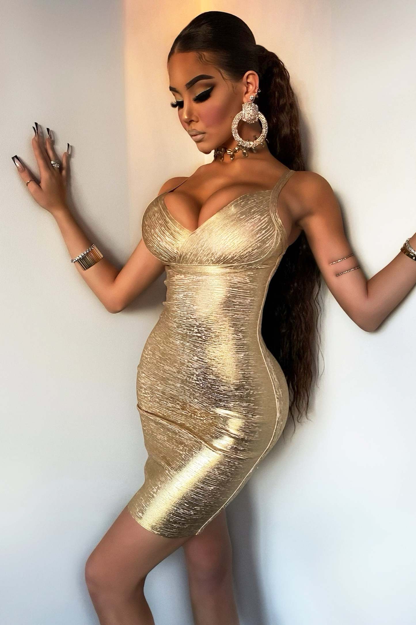 Metallic orders gold cocktail dress