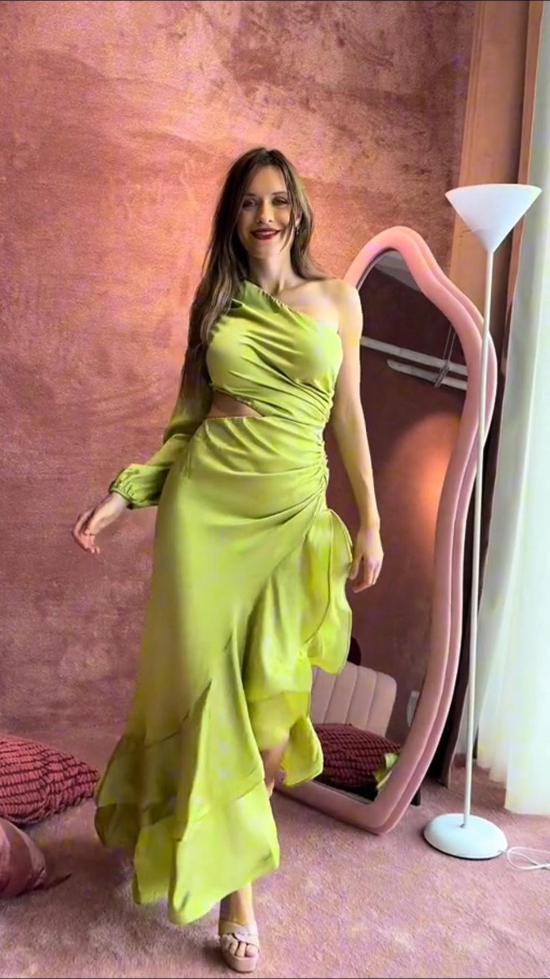 Beren One Shoulder Satin Maxi Dress