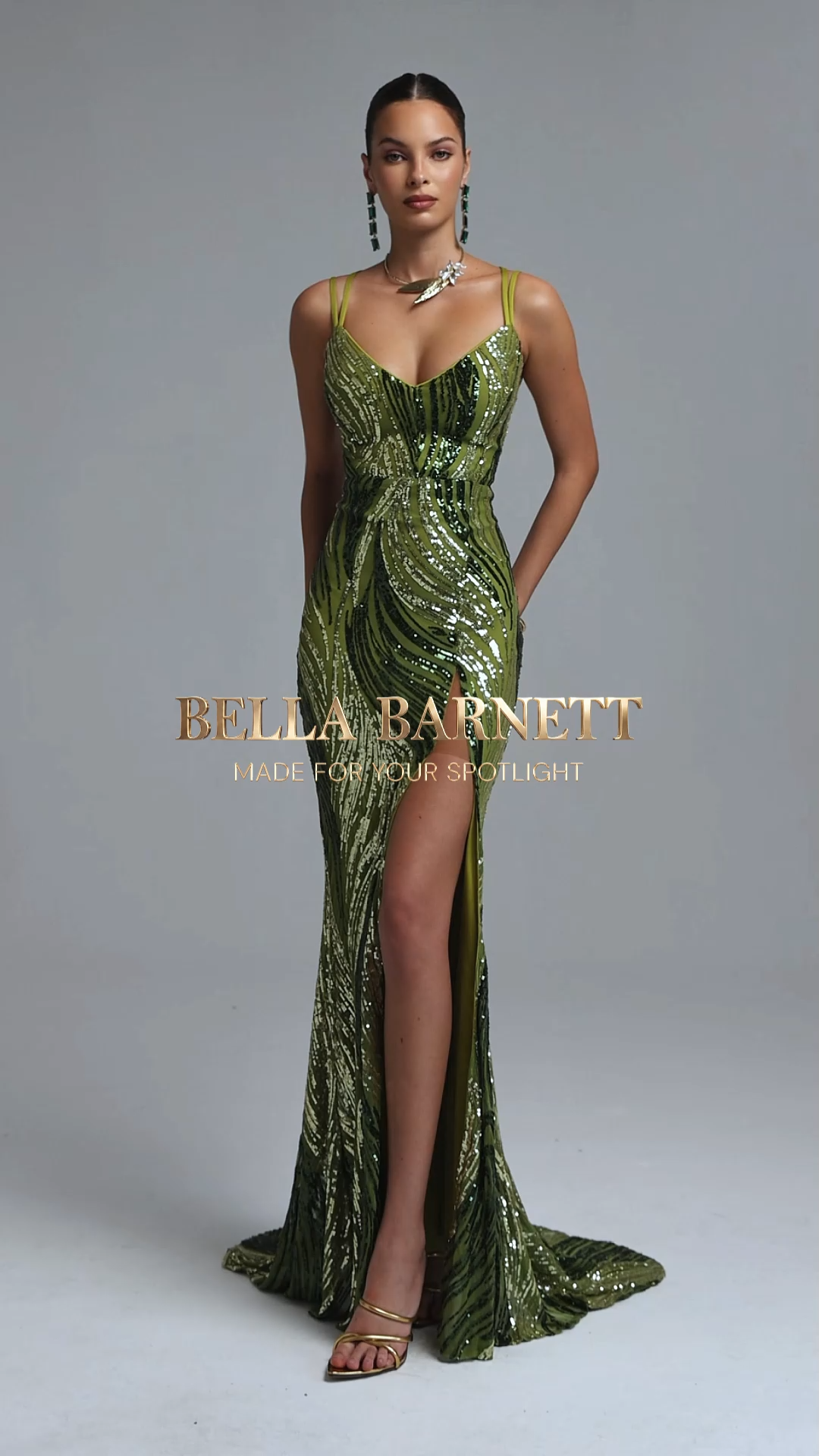 Gerianna Elegant Contour V Neck Sleeveless Sequin Maxi Dress