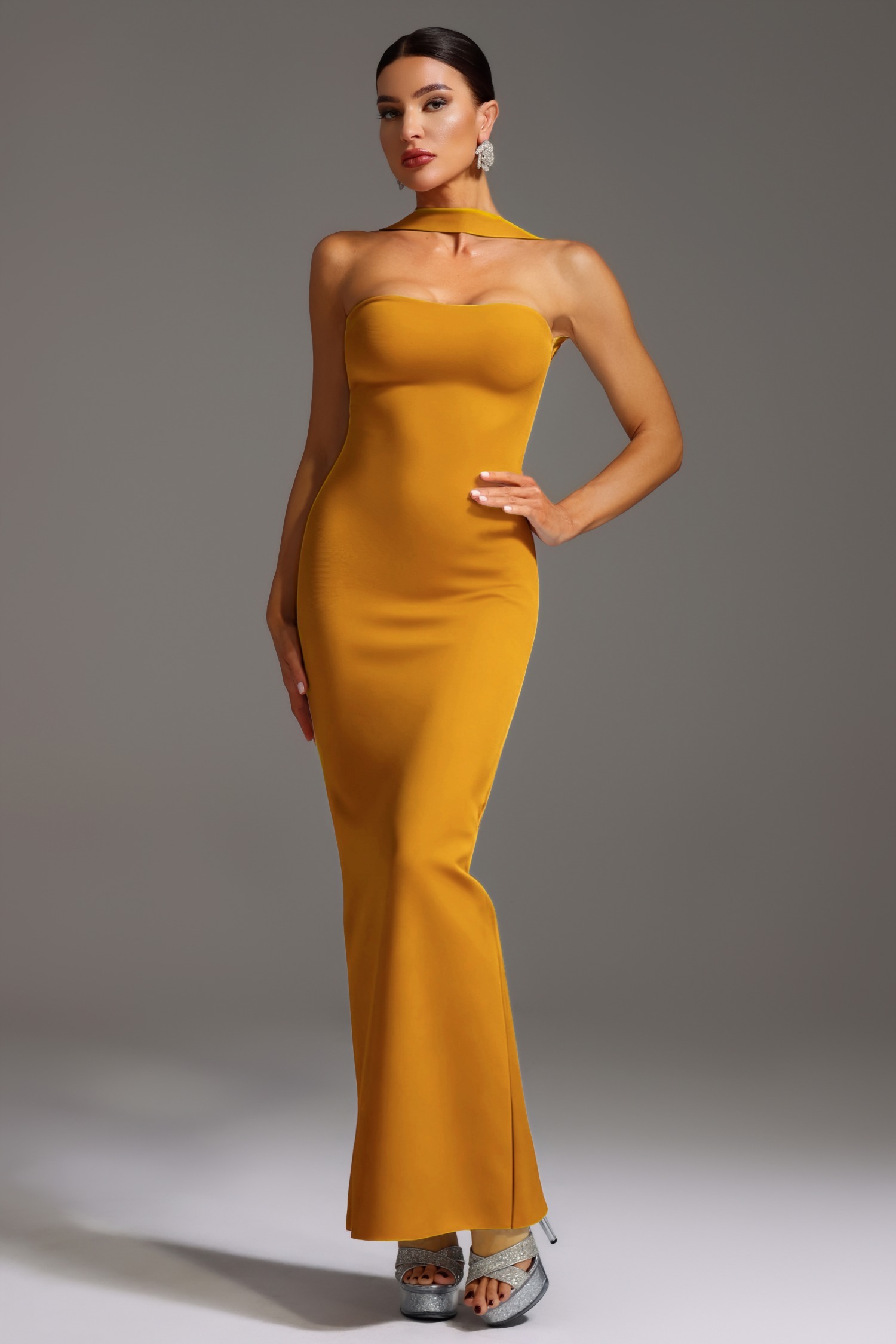 Rosee Sleeveless Bandage Yellow Maxi Dress