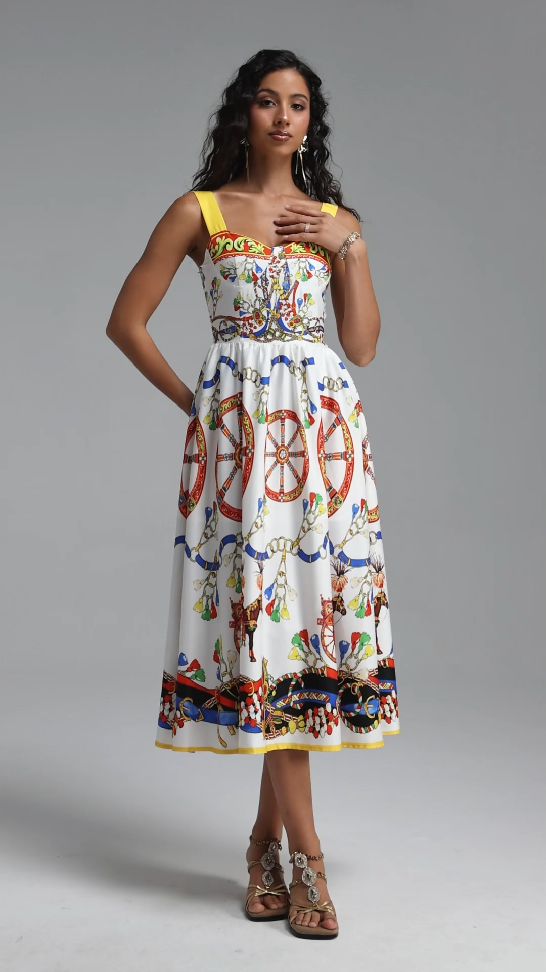 Laley Romantic Tailored Sleeveless Print Woven Maxi Dress