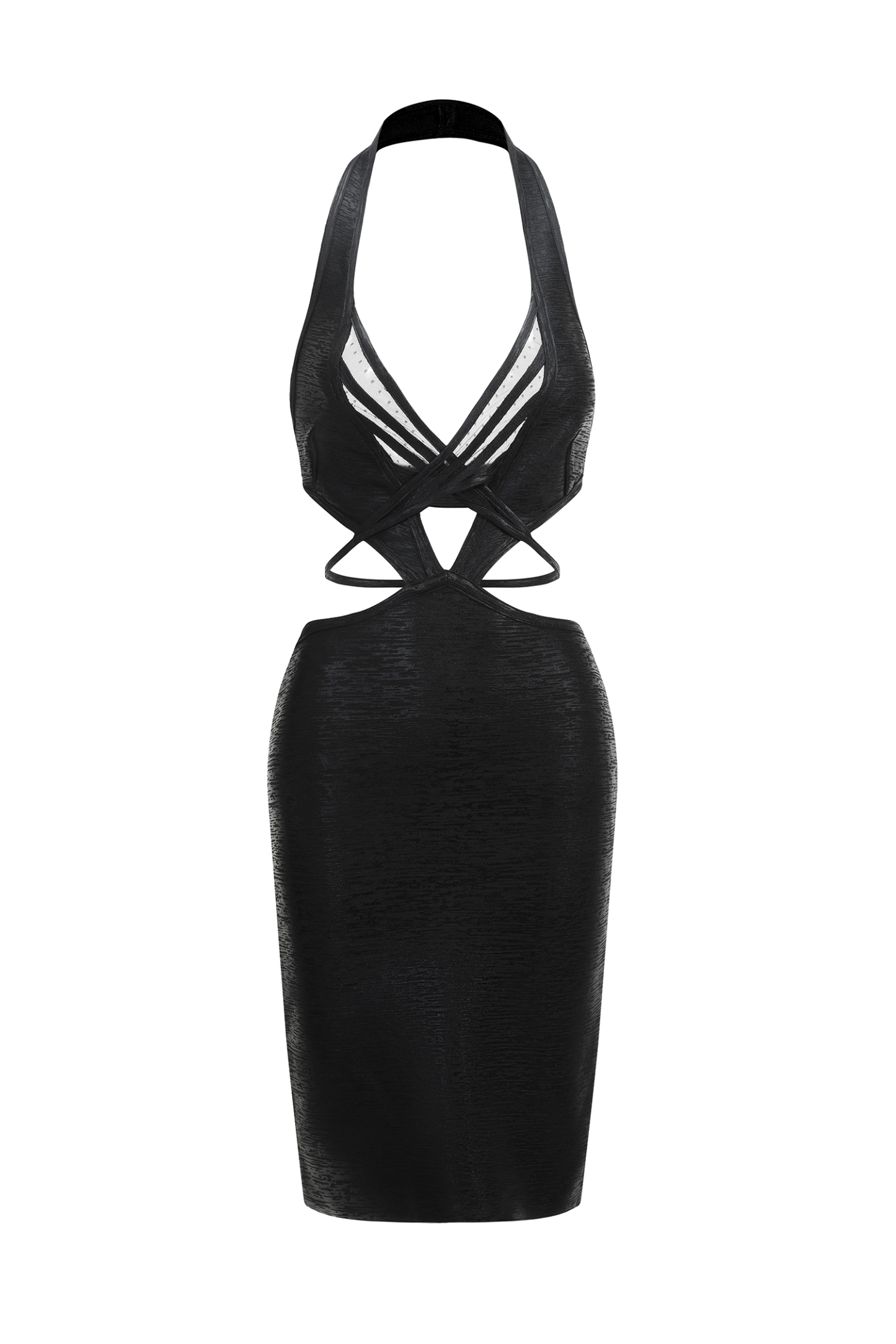 Black Metallic Mini Bandage Dress
