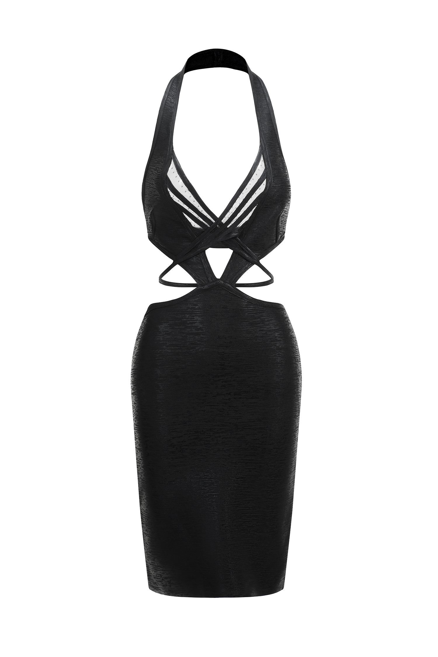 Black Metallic Mini Bandage Dress