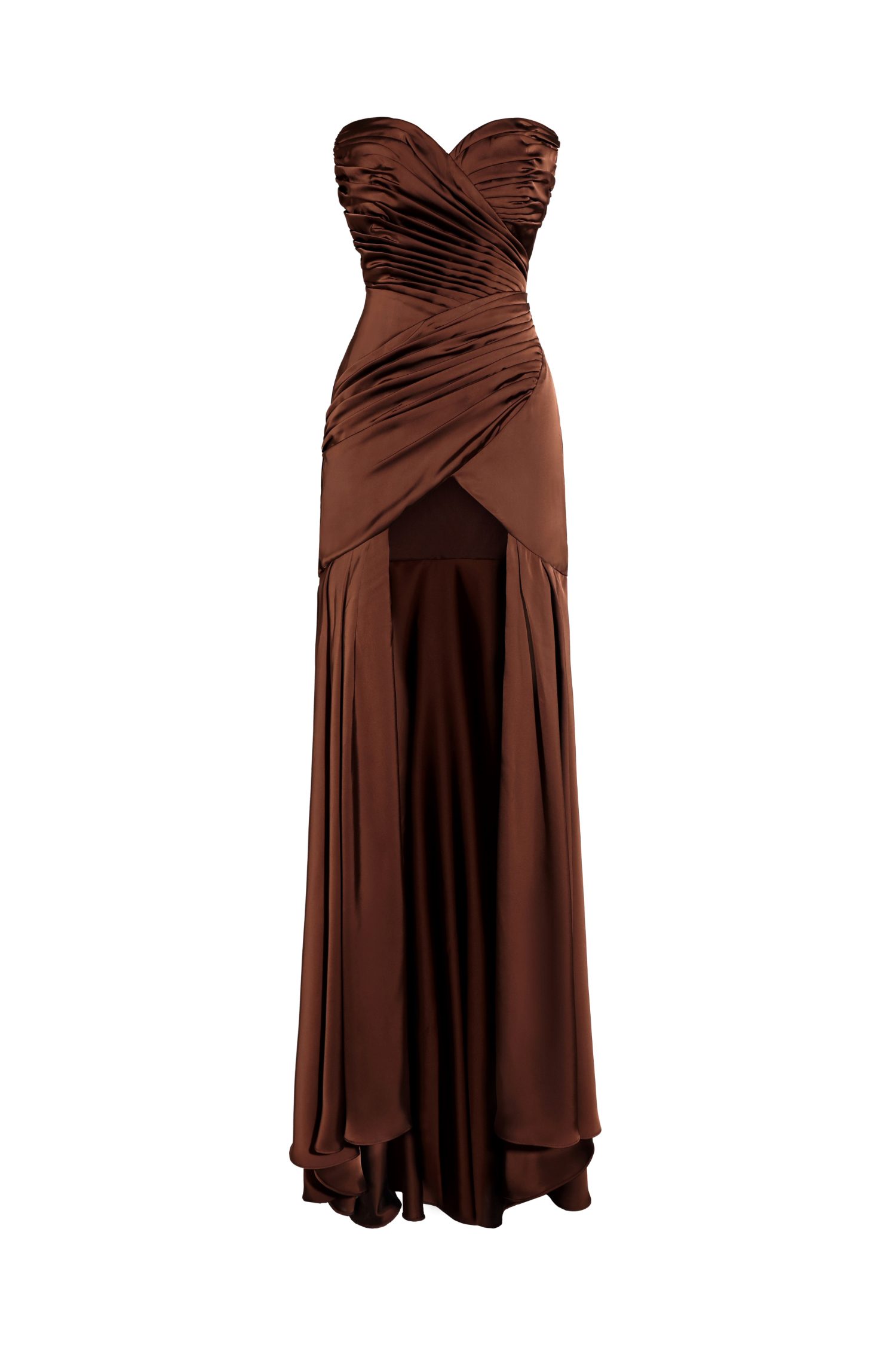 Lyari Open Legs Satin Maxi Dress - Brown