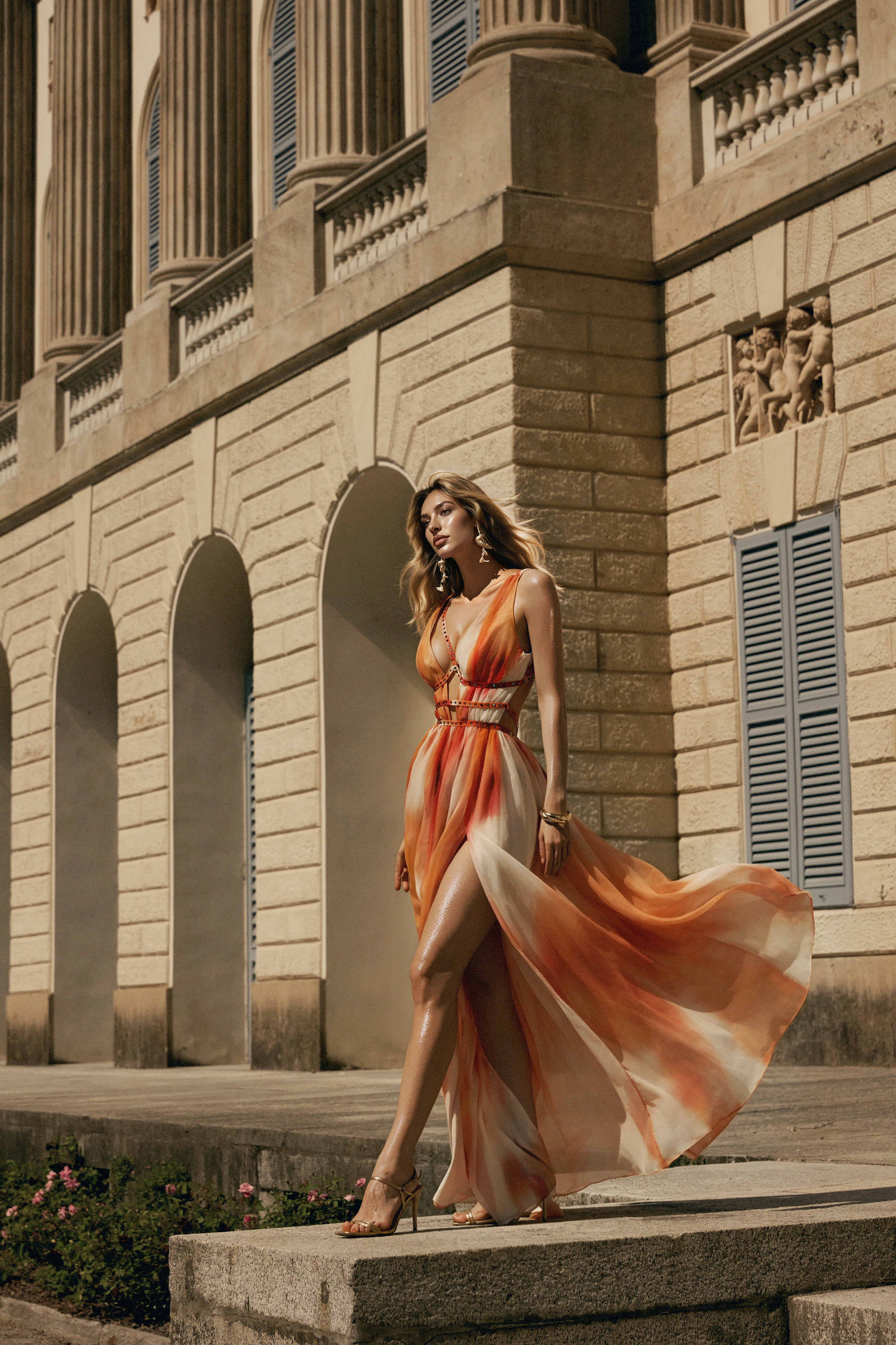 Ierra Sleeveless V-Neck Diamond Maxi Dress