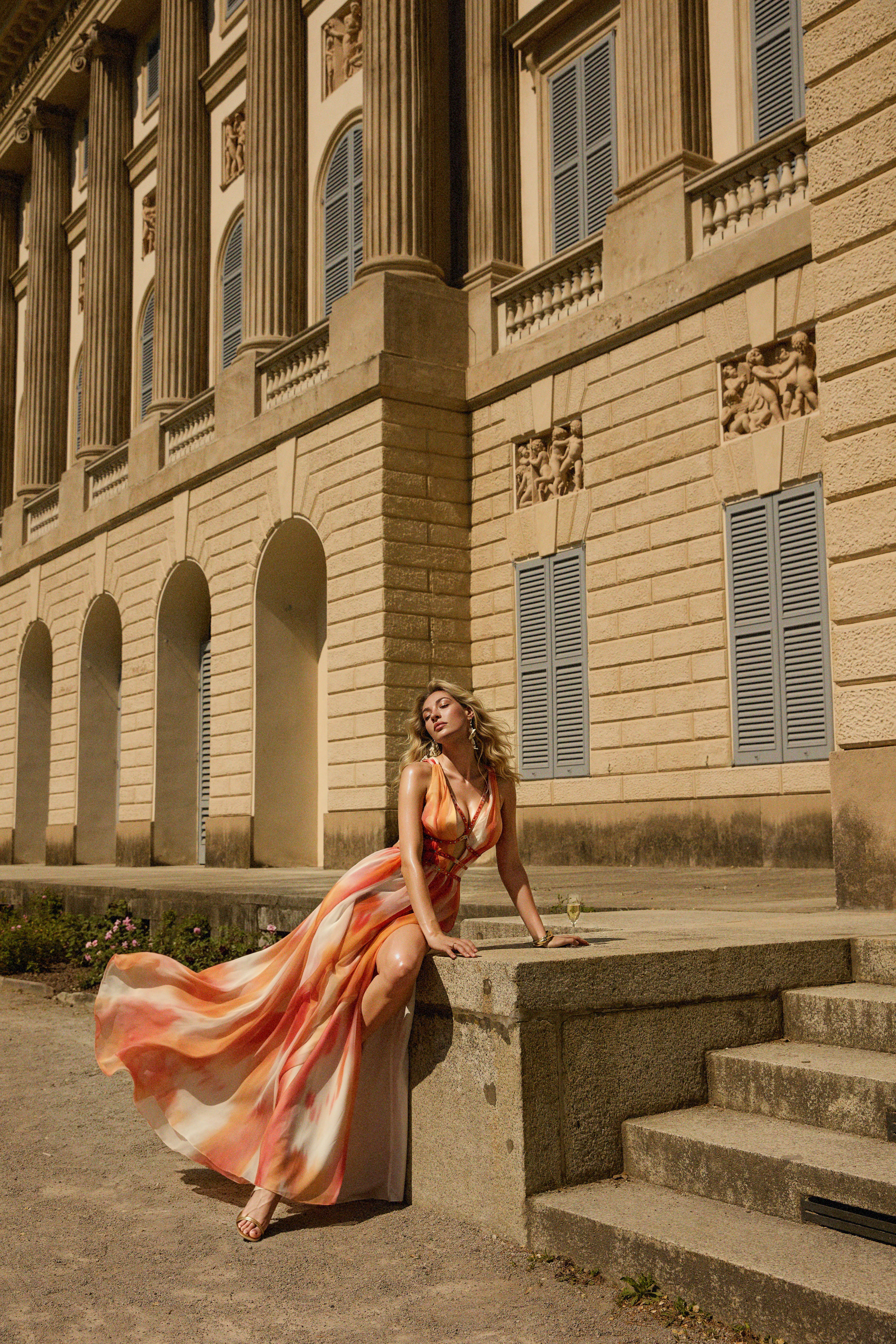 Ierra Sleeveless V-Neck Diamond Maxi Dress