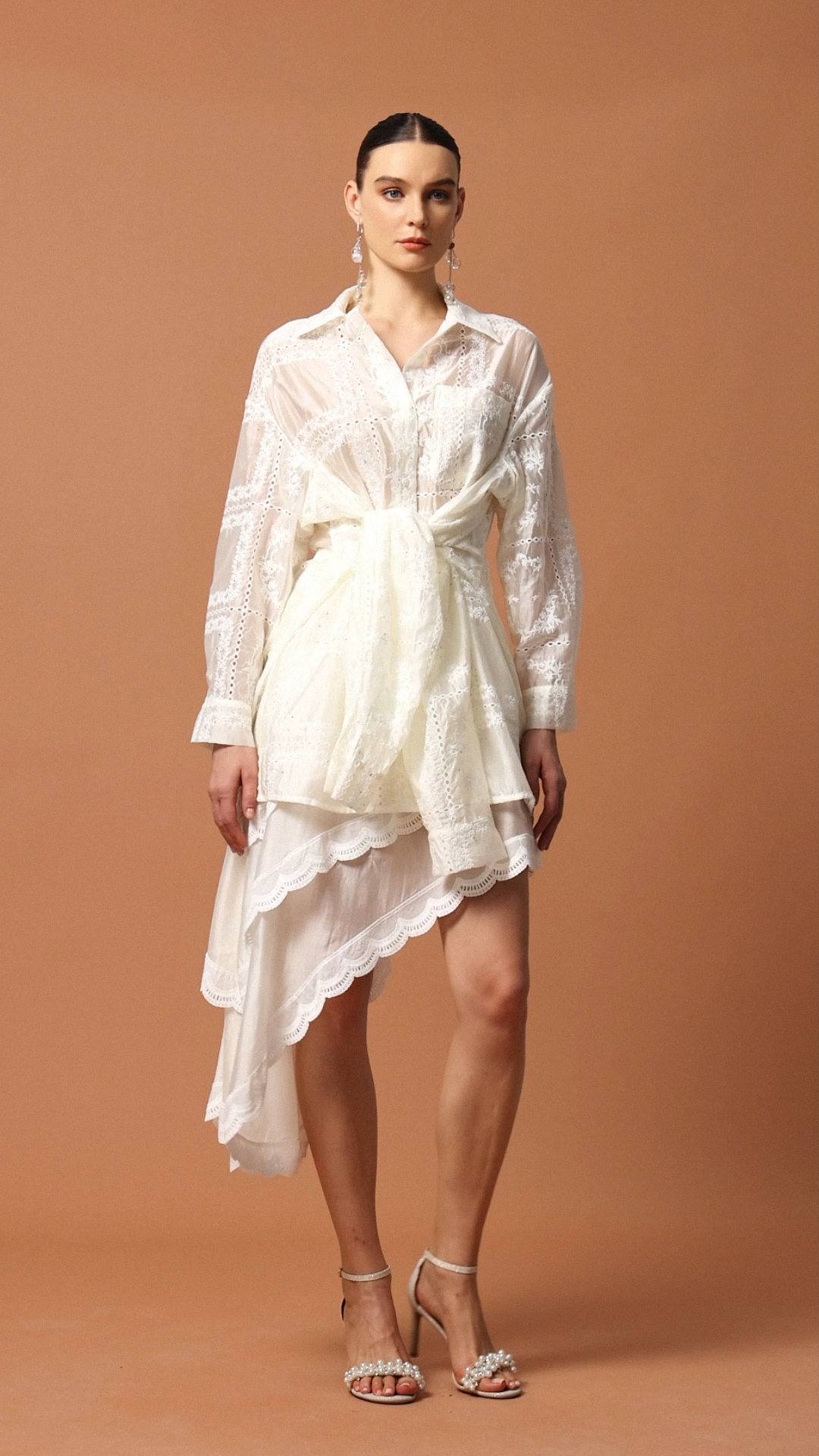 Quiana Long Sleeves Asymmetric Top And Skirt Two-Piece Set