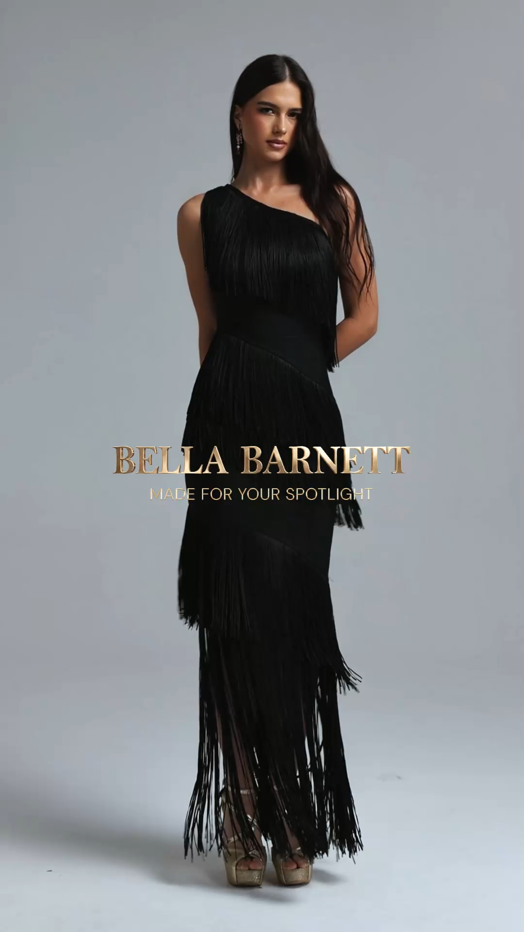 Orli Tassels One Shoulder Bandage Maxi Dress