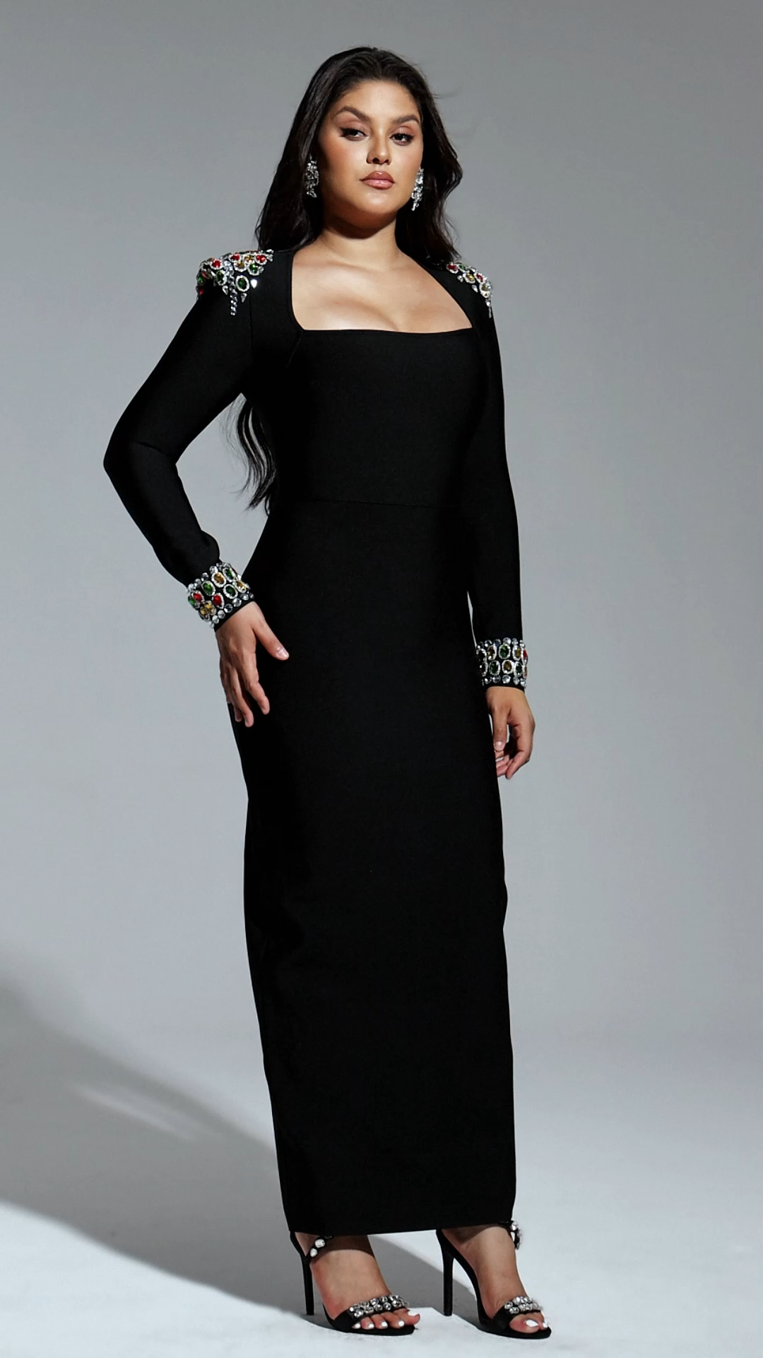 Niaca Rhinestones Bandage Midi Dress