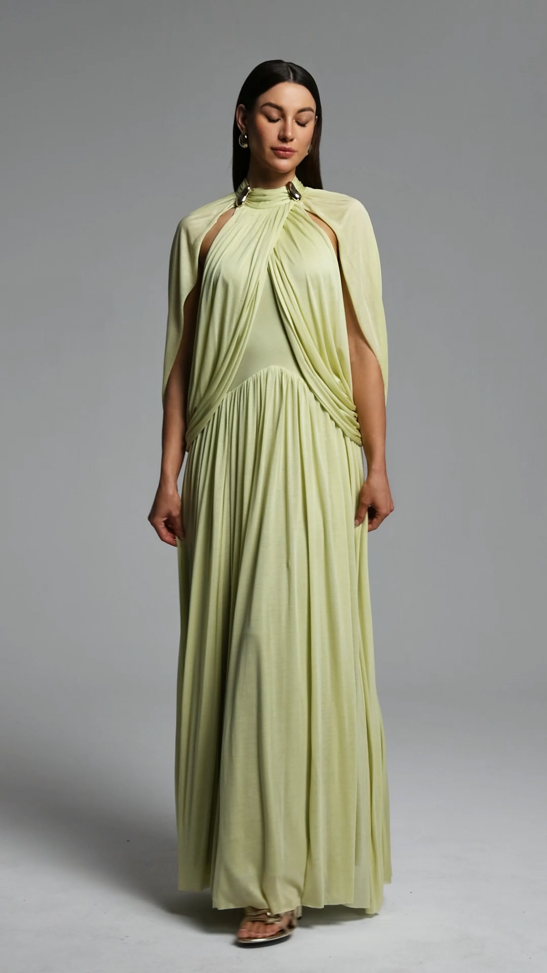 Violet Chic Contour Sleeveless Metal Buckle Asymmetric Knit Maxi Dress