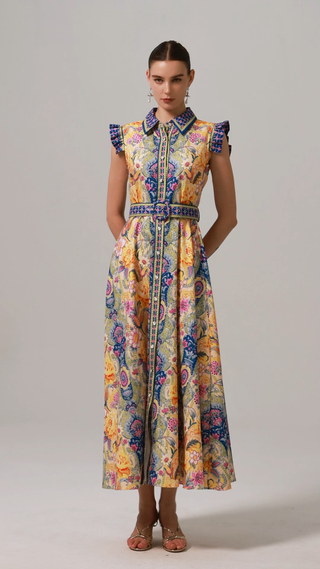 Naida Floral Printed Sleeveless Maxi Dress