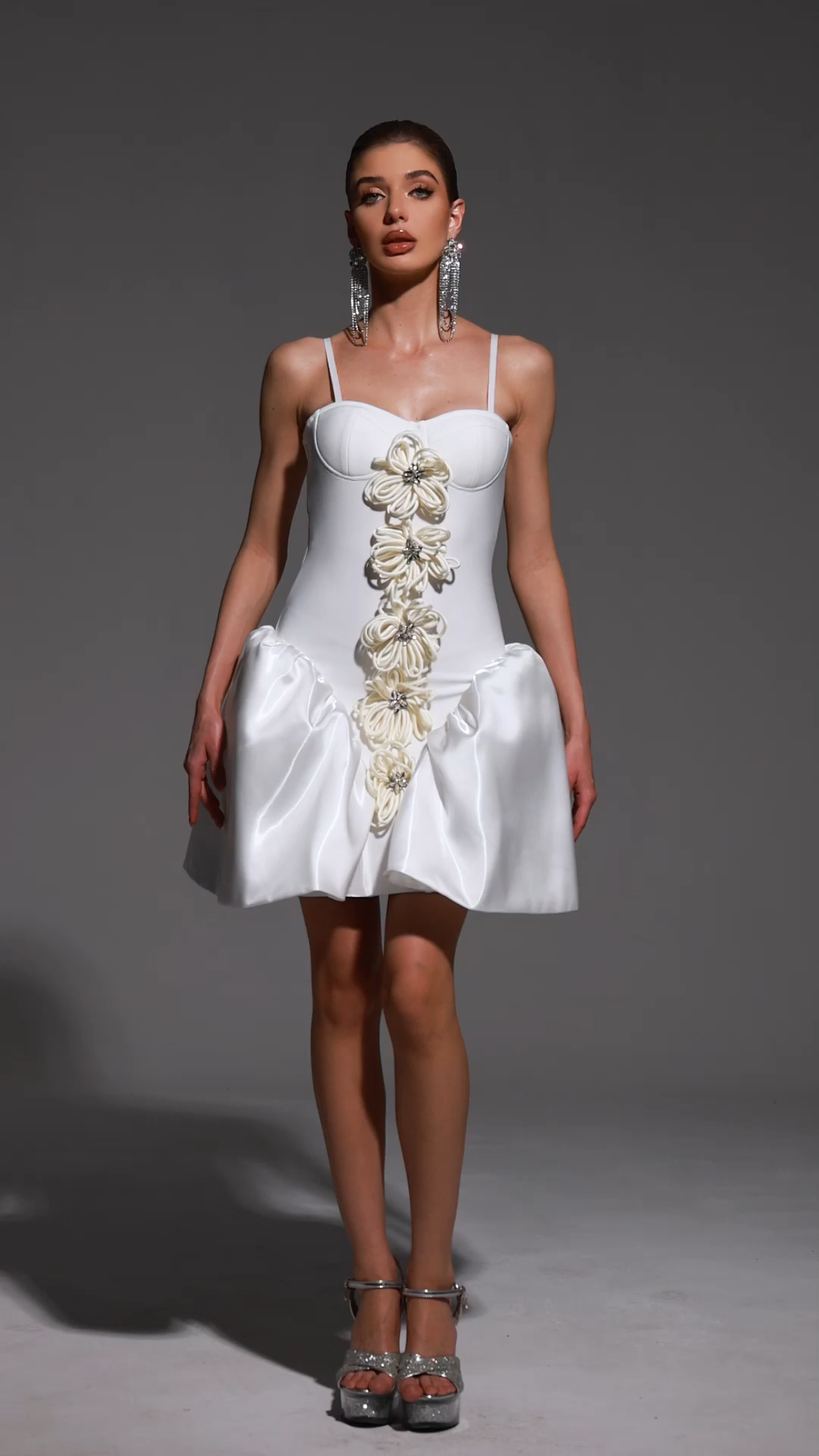 Saly Strapless Sleeveless Flowers Bandage Mini Dress