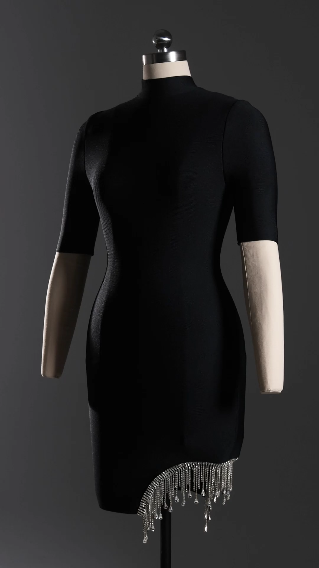 Korasa Short Sleeves Tassels Diamond Bandage Mini Dress