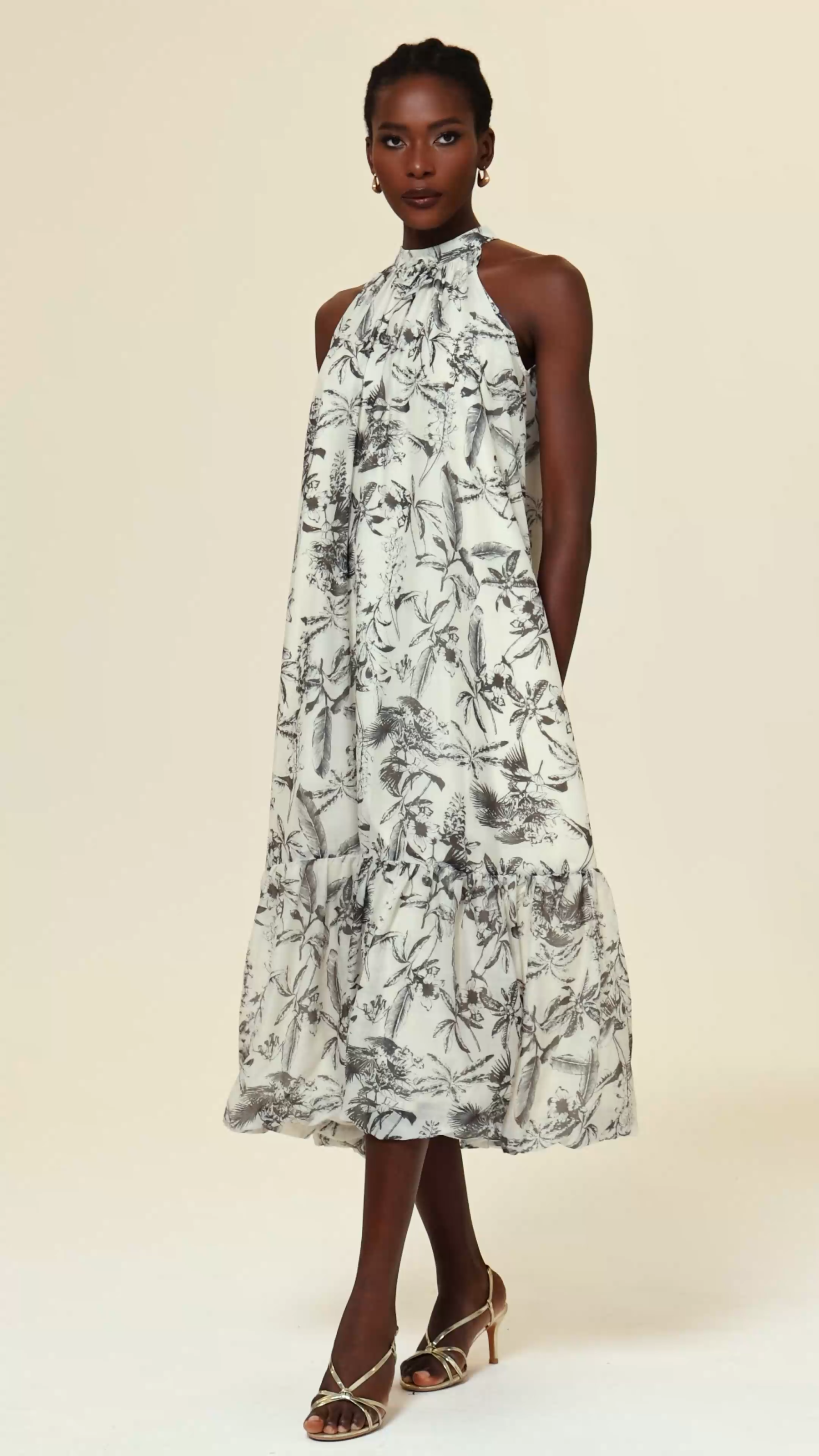 Florelle Sleeveless Flower Printed Midi Dress
