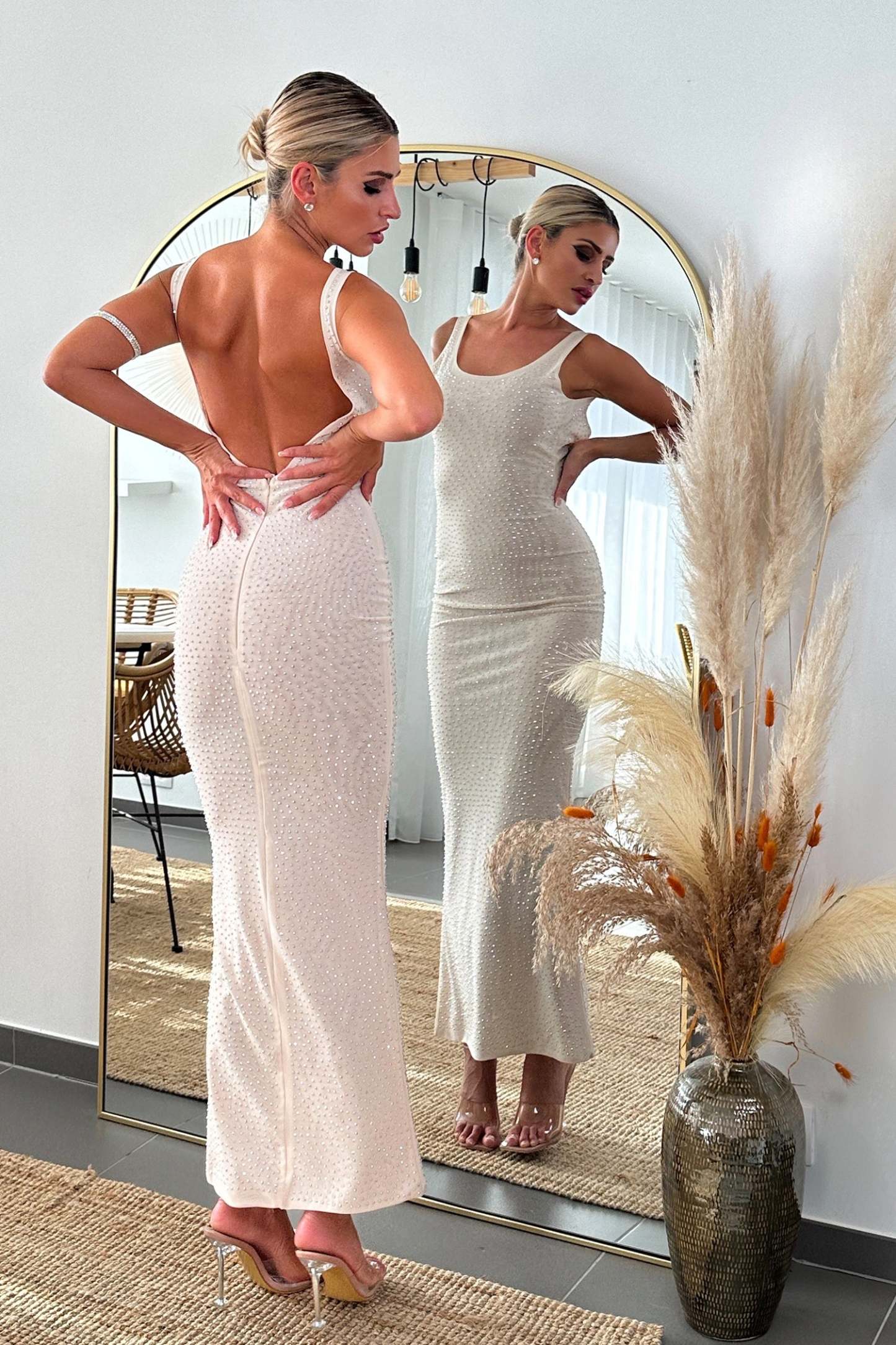 White lace clearance backless maxi dress