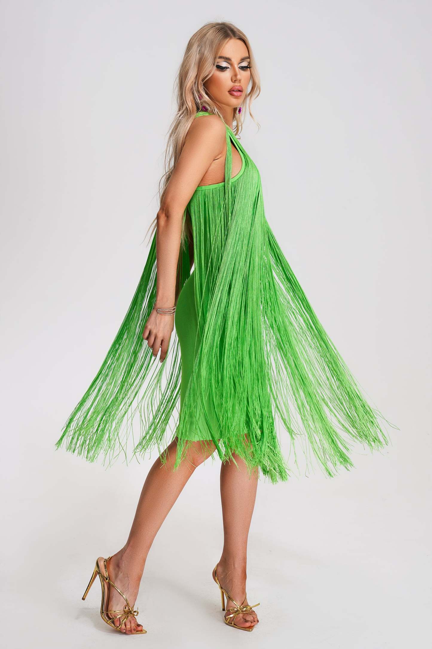 Kamryn Tassel Bandage Midi Dress - Green
