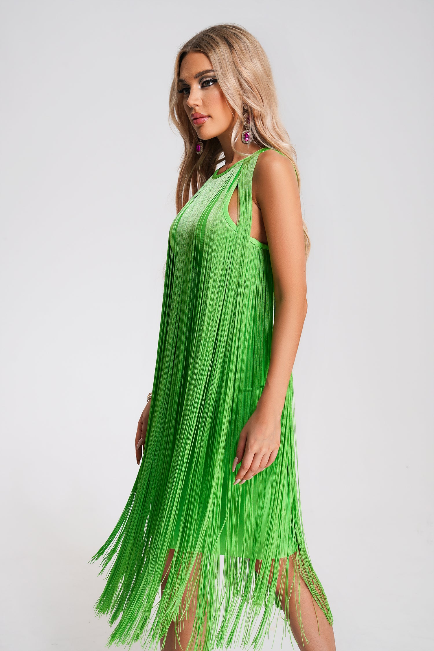 Kamryn Tassel Bandage Midi Dress - Green