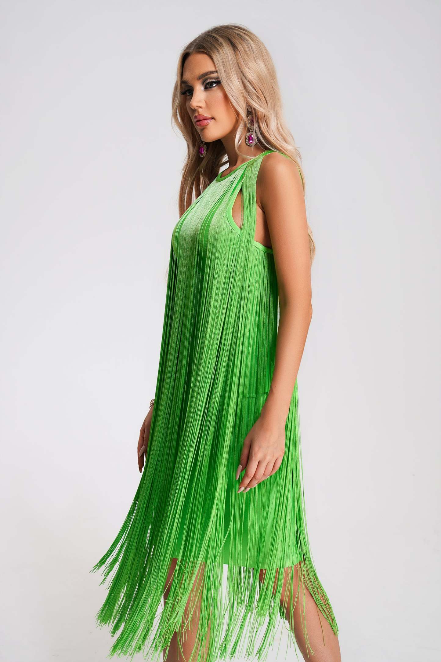 Kamryn Tassel Bandage Midi Dress - Green