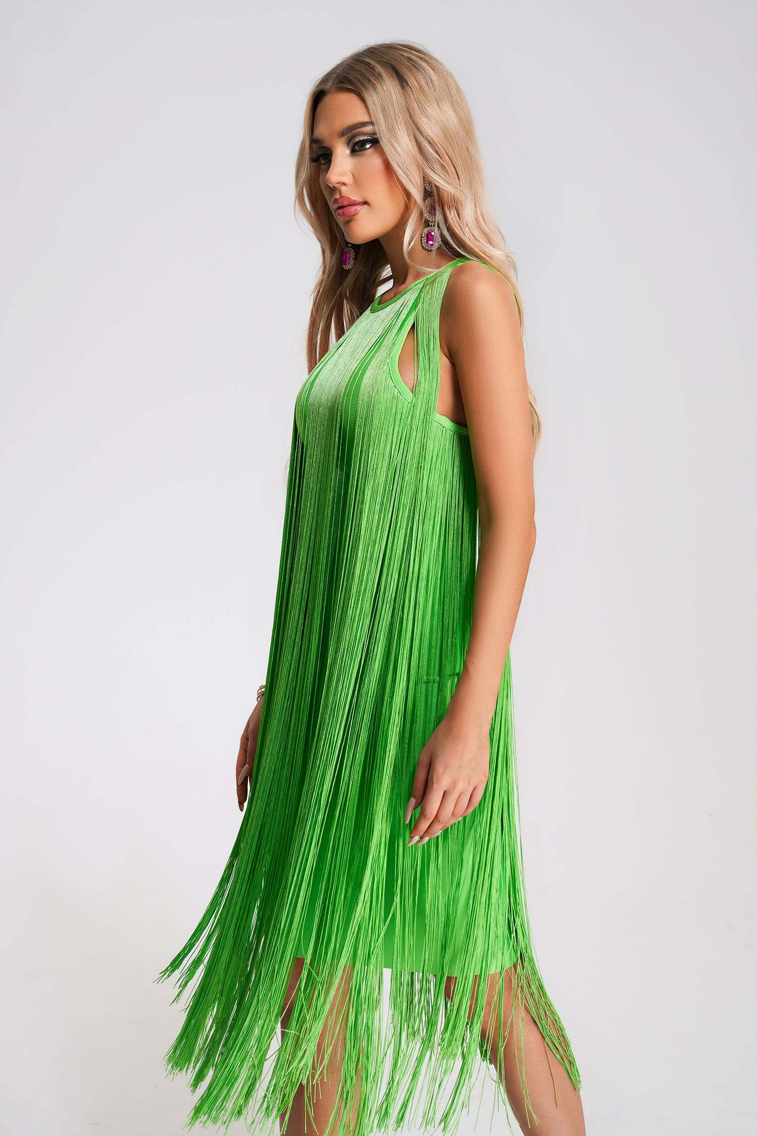 Kamryn Tassel Bandage Midi Dress - Green