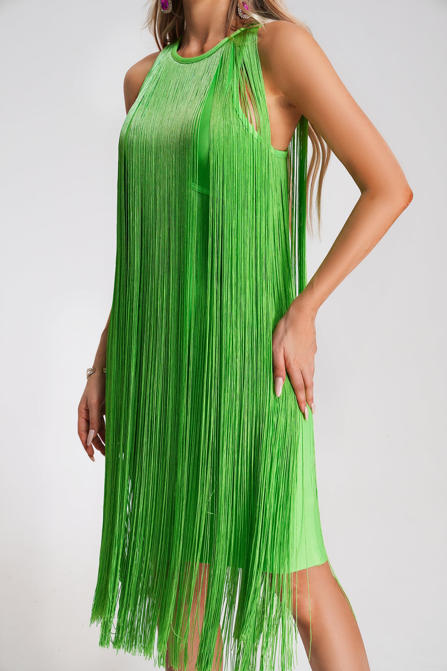 Kamryn Tassel Bandage Midi Dress - Green