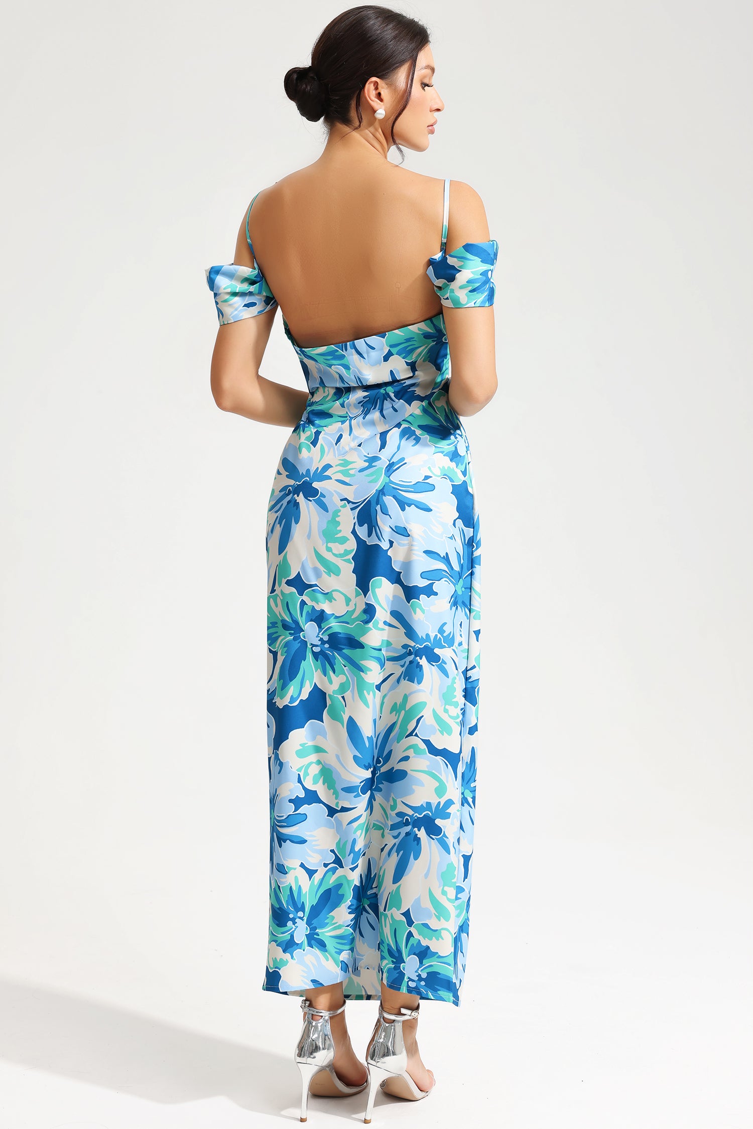 Floral Slim Backless Cami Maxi Dress