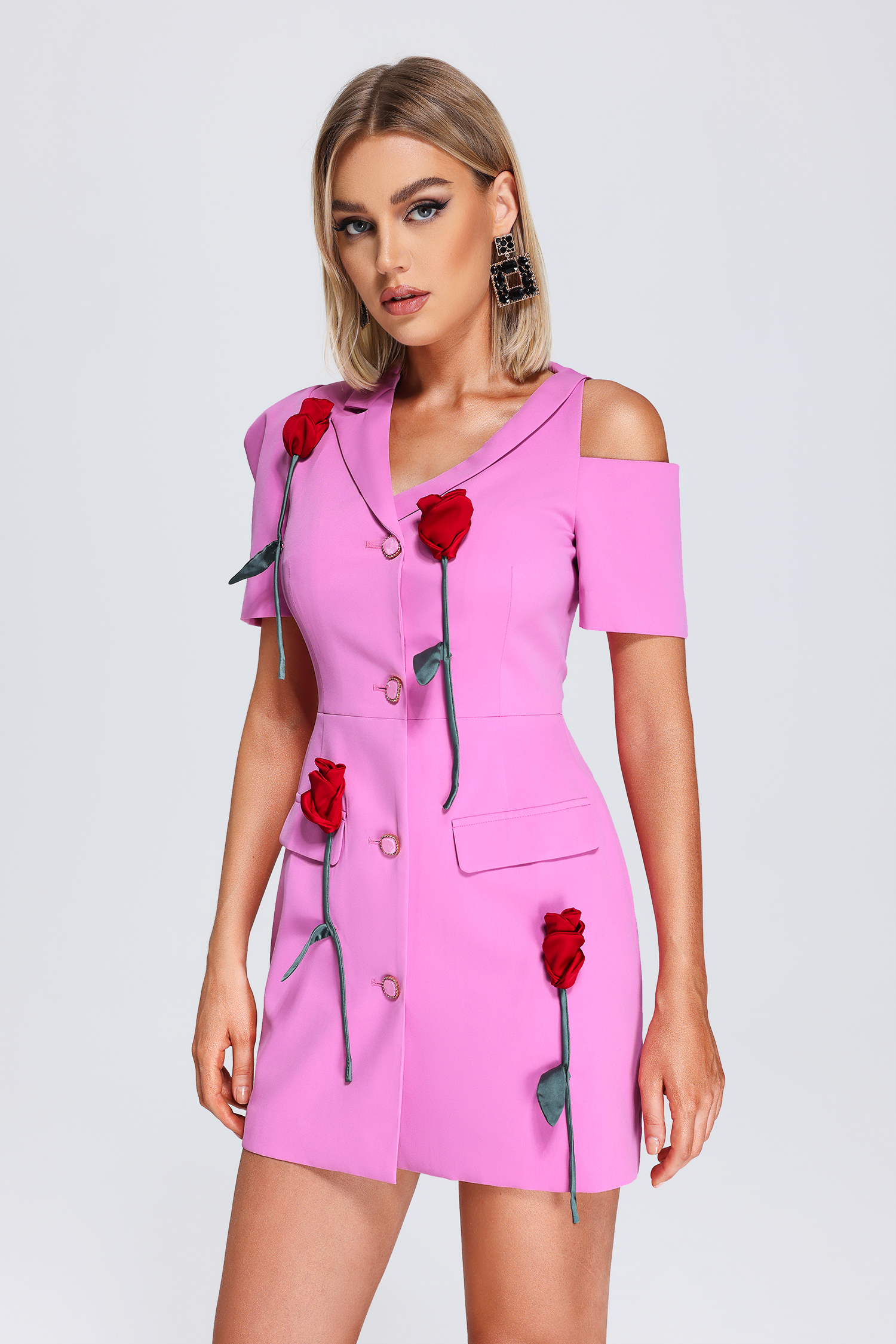Violet Asymmetric Flower Blazer Dress