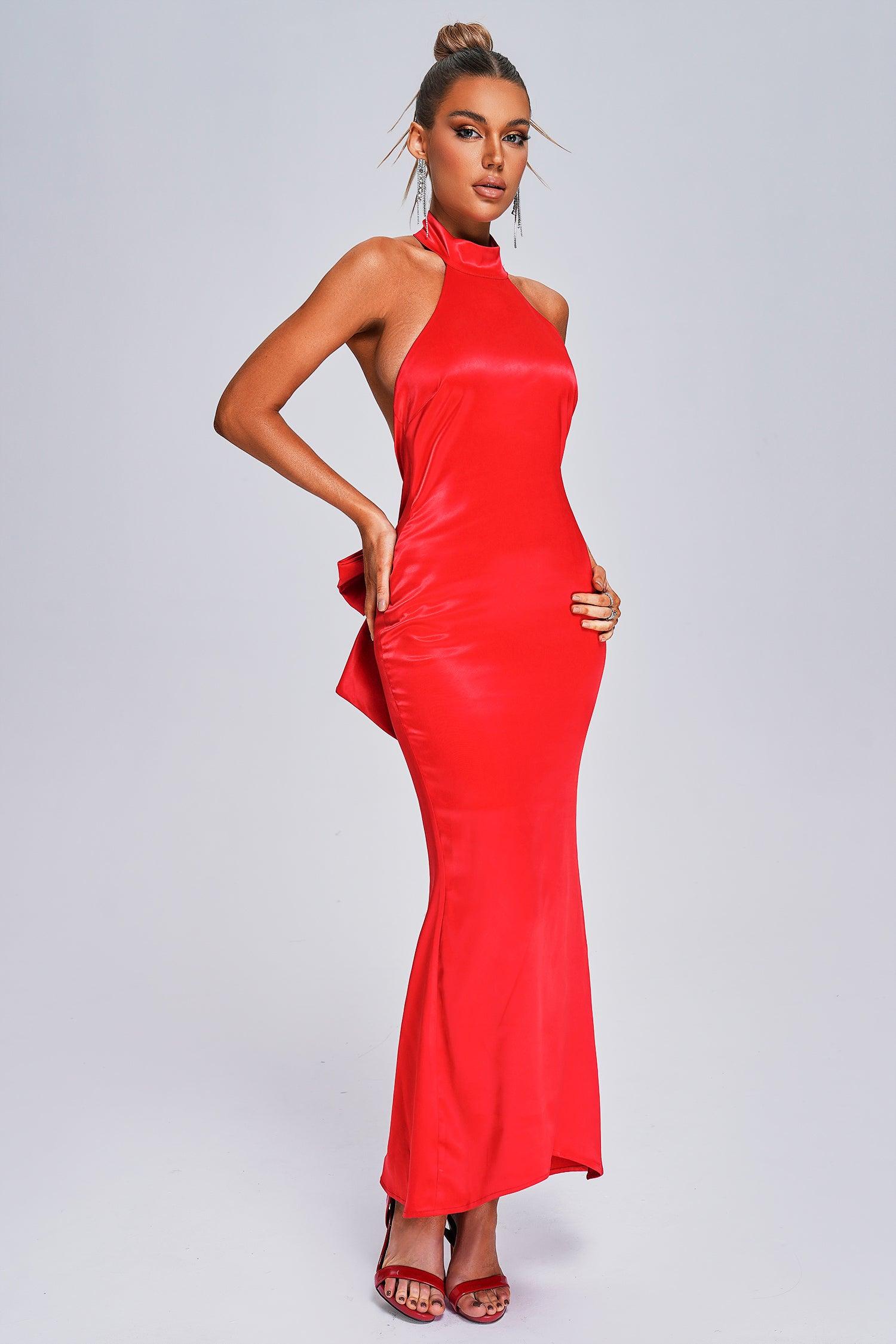 Lillian Halter Satin Maxi Dress - Bellabarnett