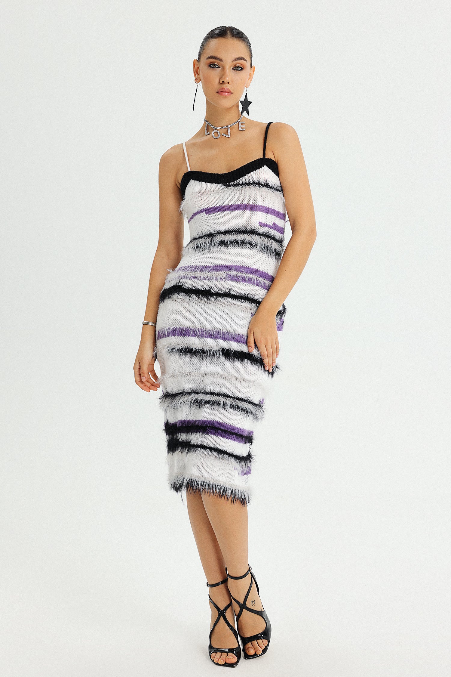 Yuico Halter Stripe Midi Dress