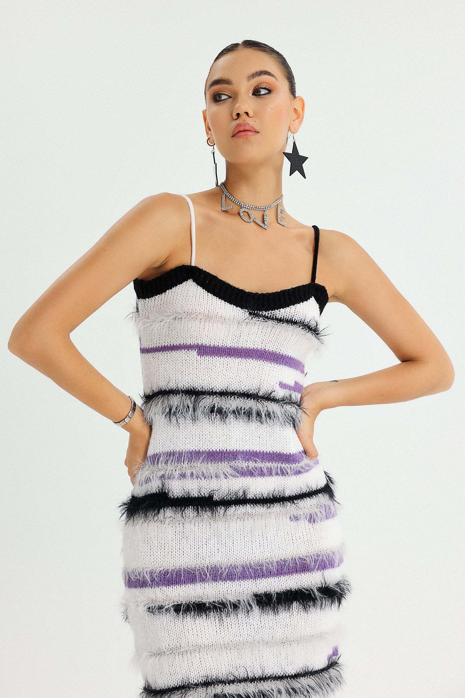 Yuico Halter Stripe Midi Dress