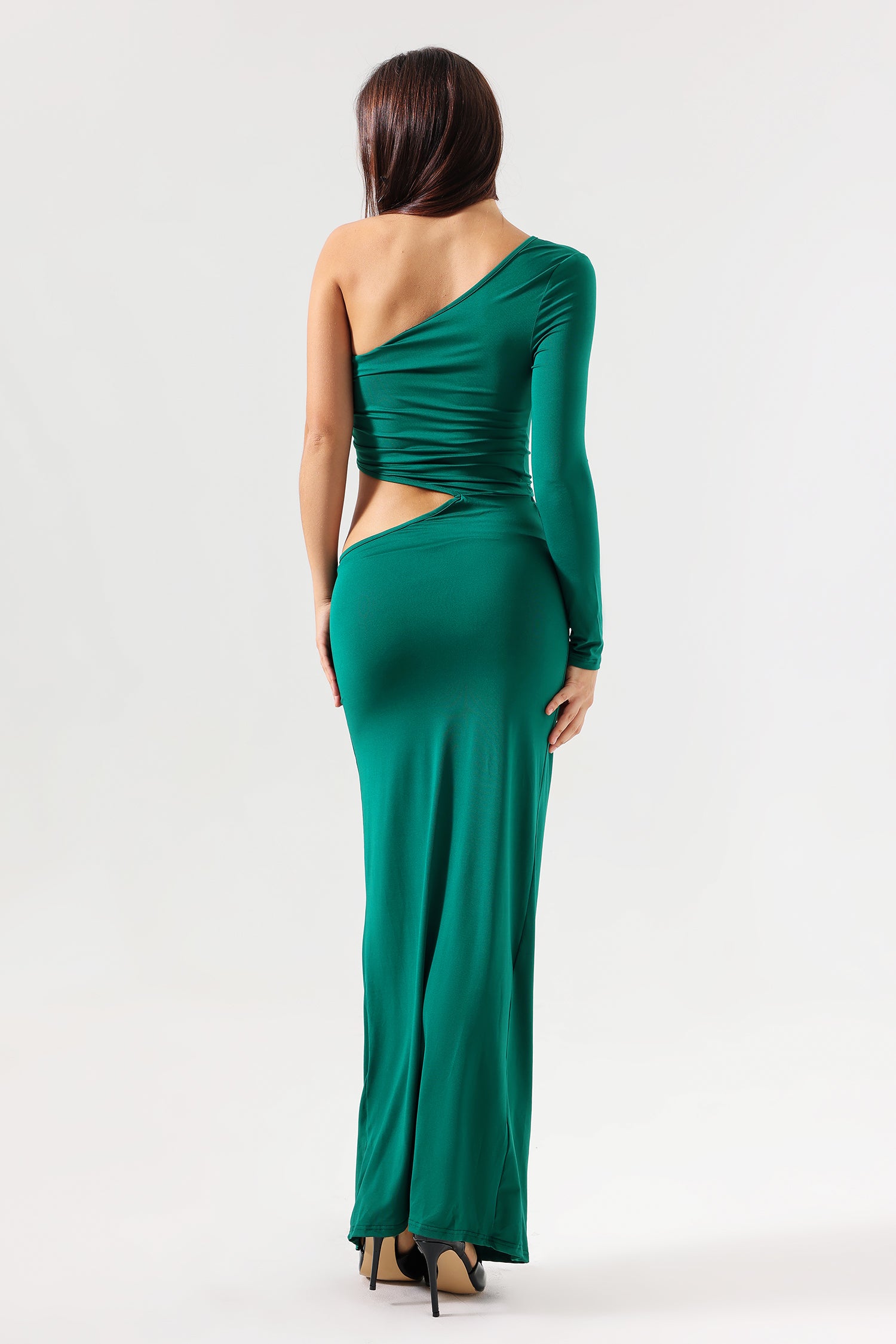 Ellyson One-Sleeve Ruched Maxi Dress