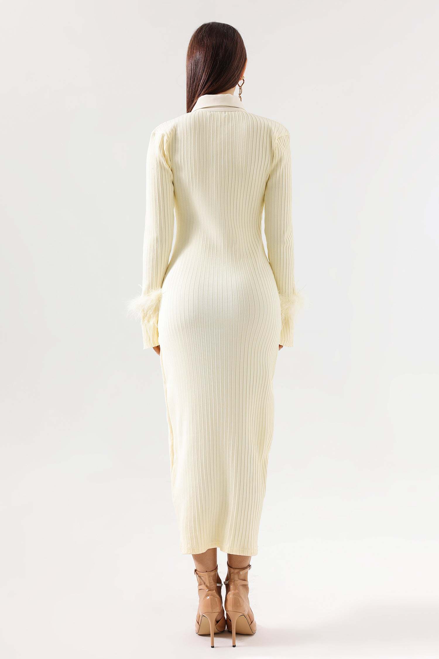 Diomond Feather Knitted Midi Dress