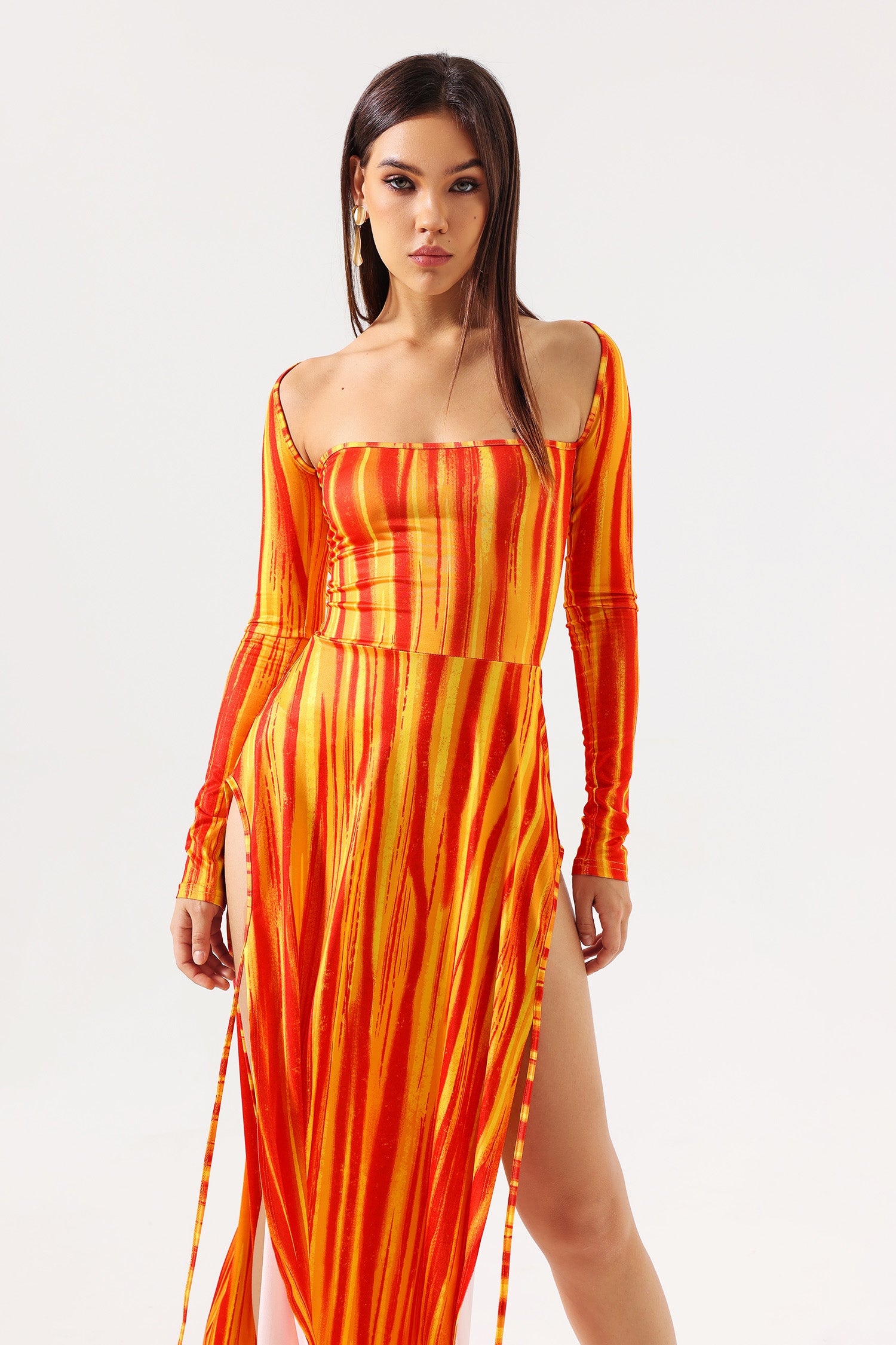 Kaylee High Slits Printed Maxi Dress