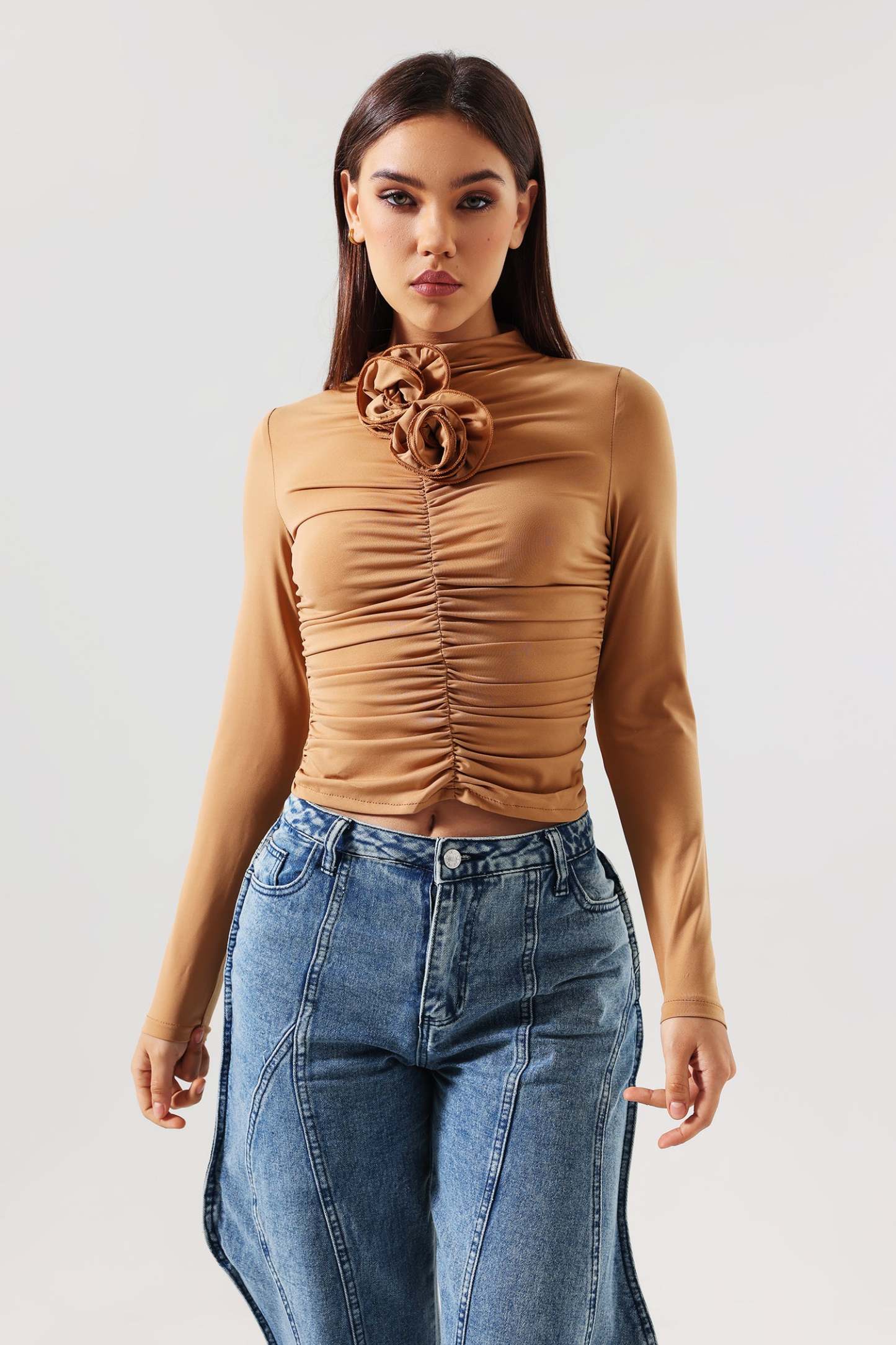 Laney Flowers Ruched Top