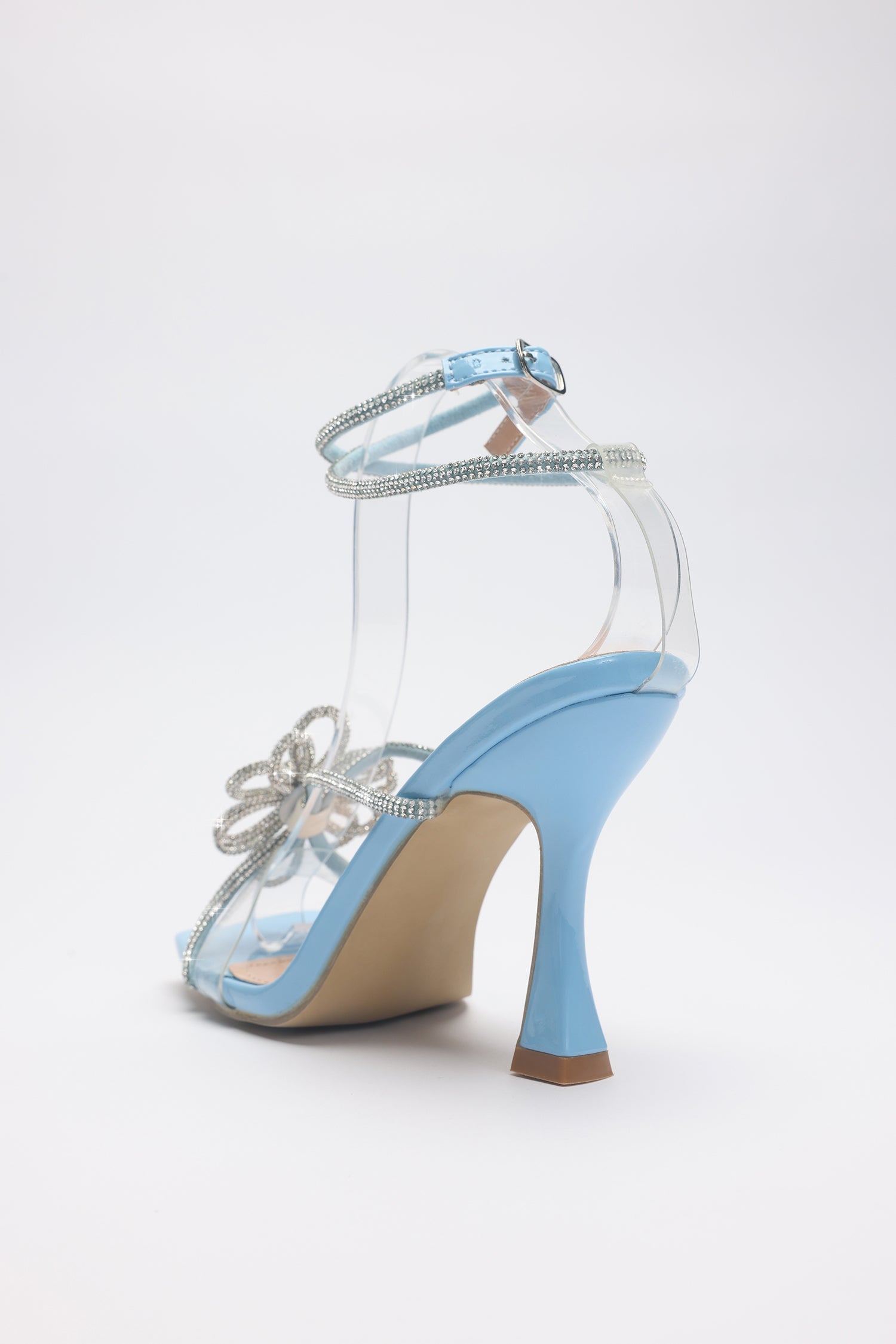 Glitter flower strappy high heels