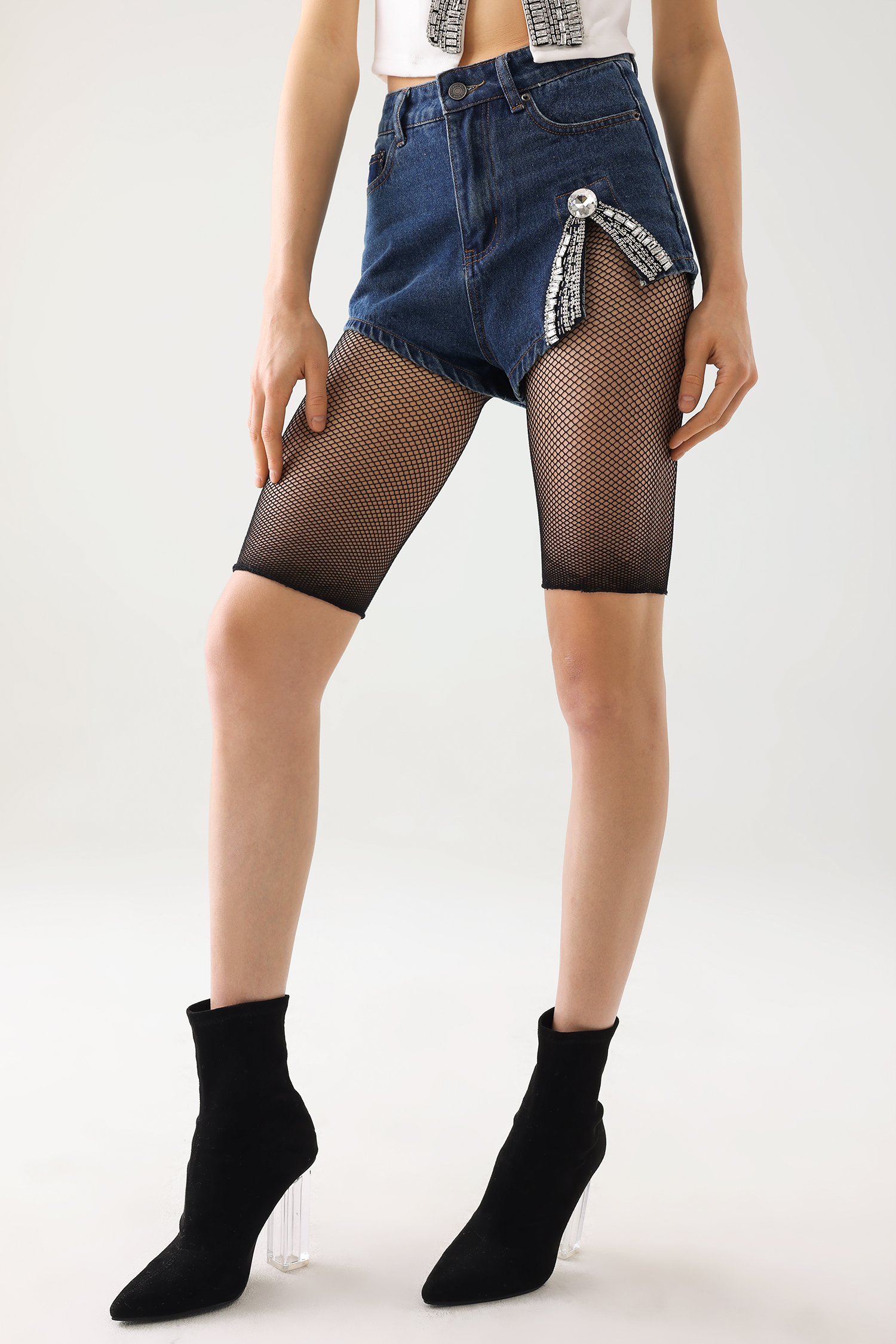 Rcia Diamante Denim Shorts