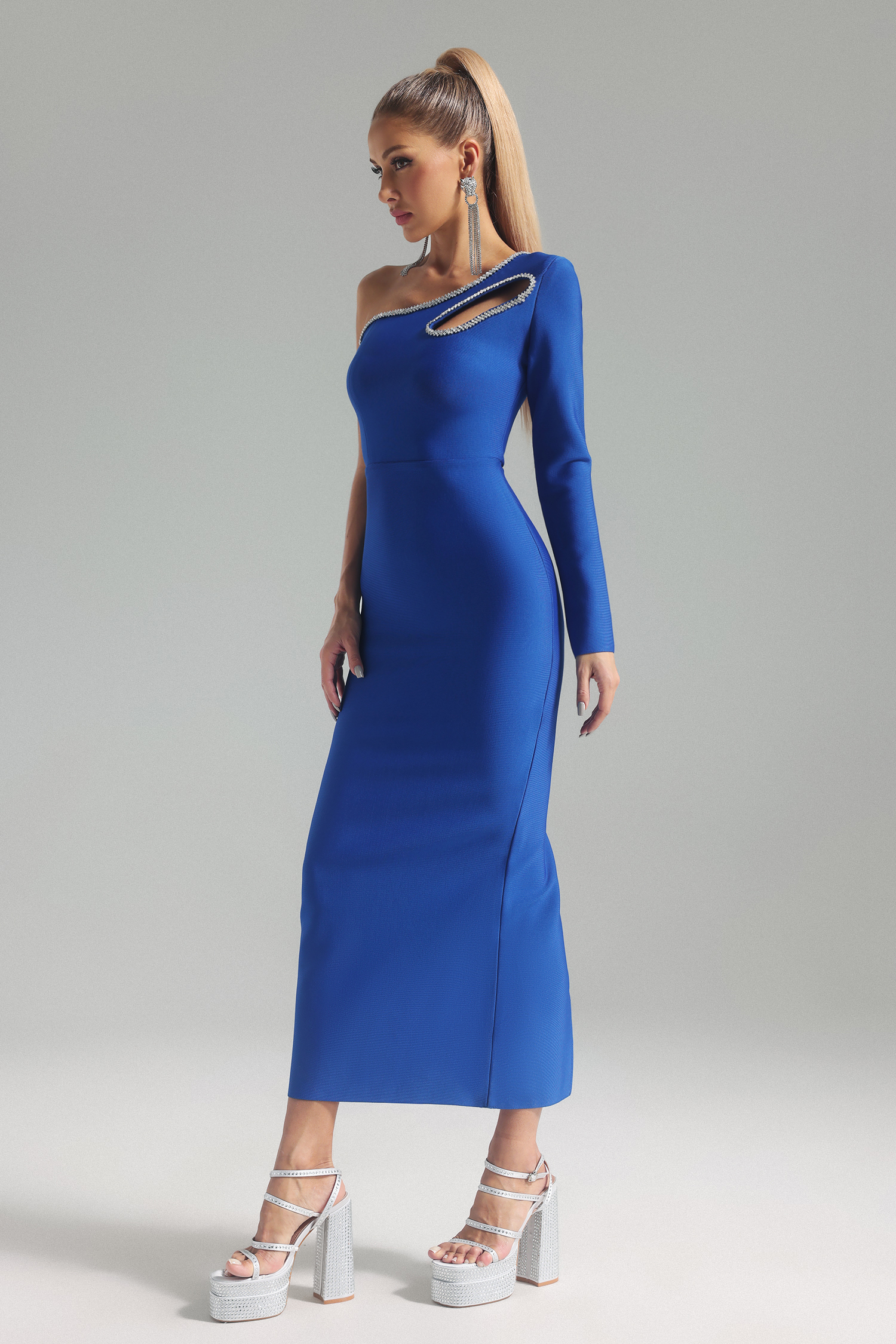 Alyssa Diamante Cutout Midi Bandage Dress