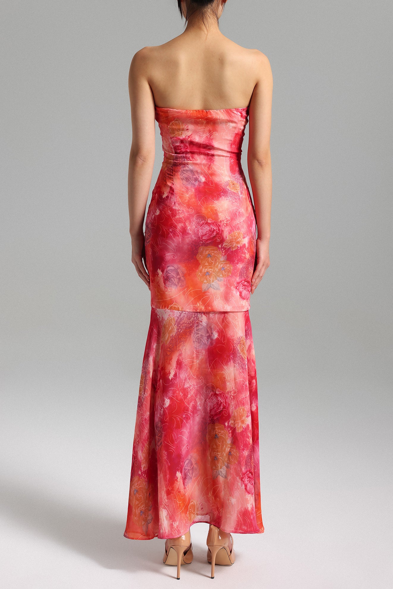 Natalya Print Lace up Maxi Dress
